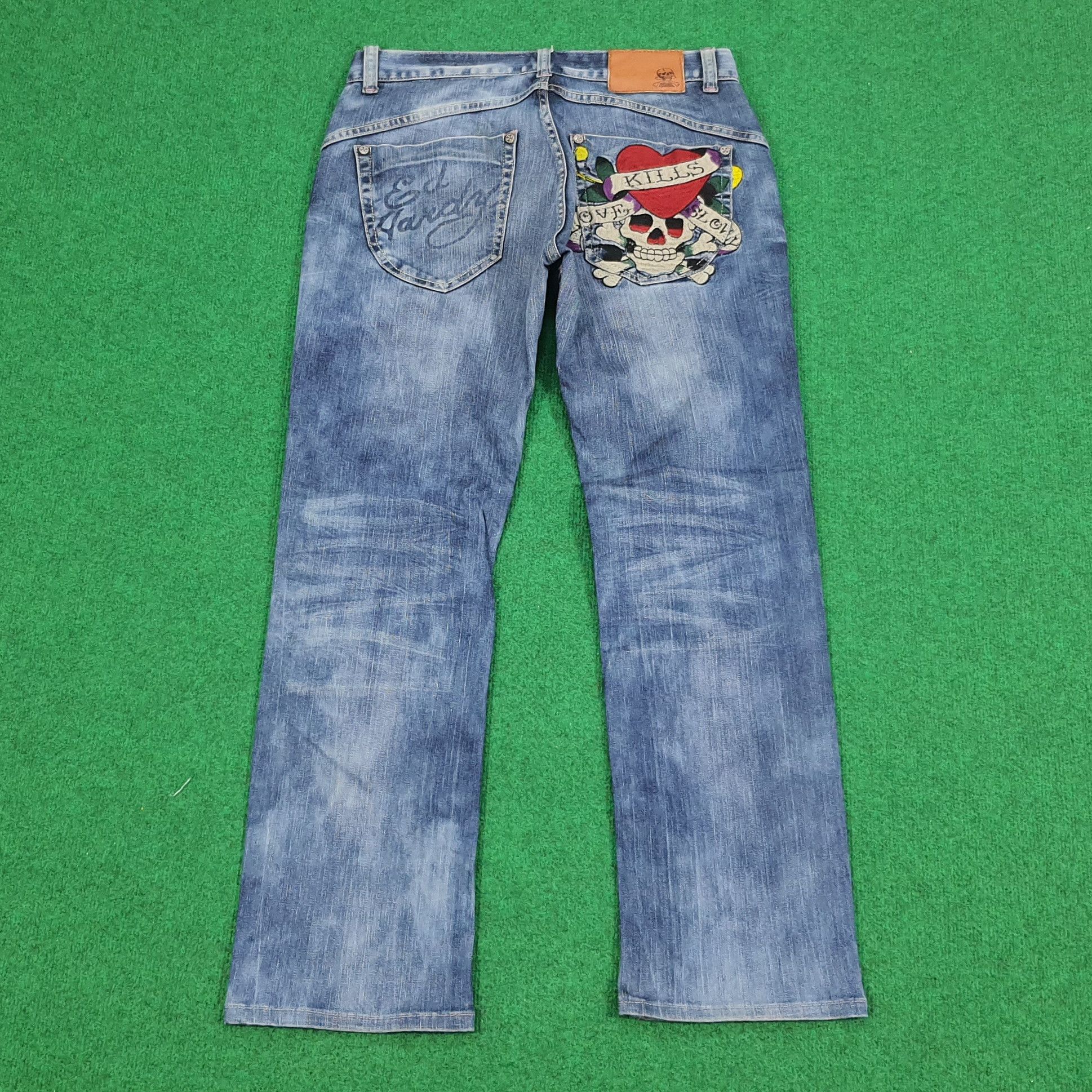 Ed Hardy Vintage Ed Hardy love Kills Slowly Embroidery Jeans Size US 31 - 1 Thumbnail