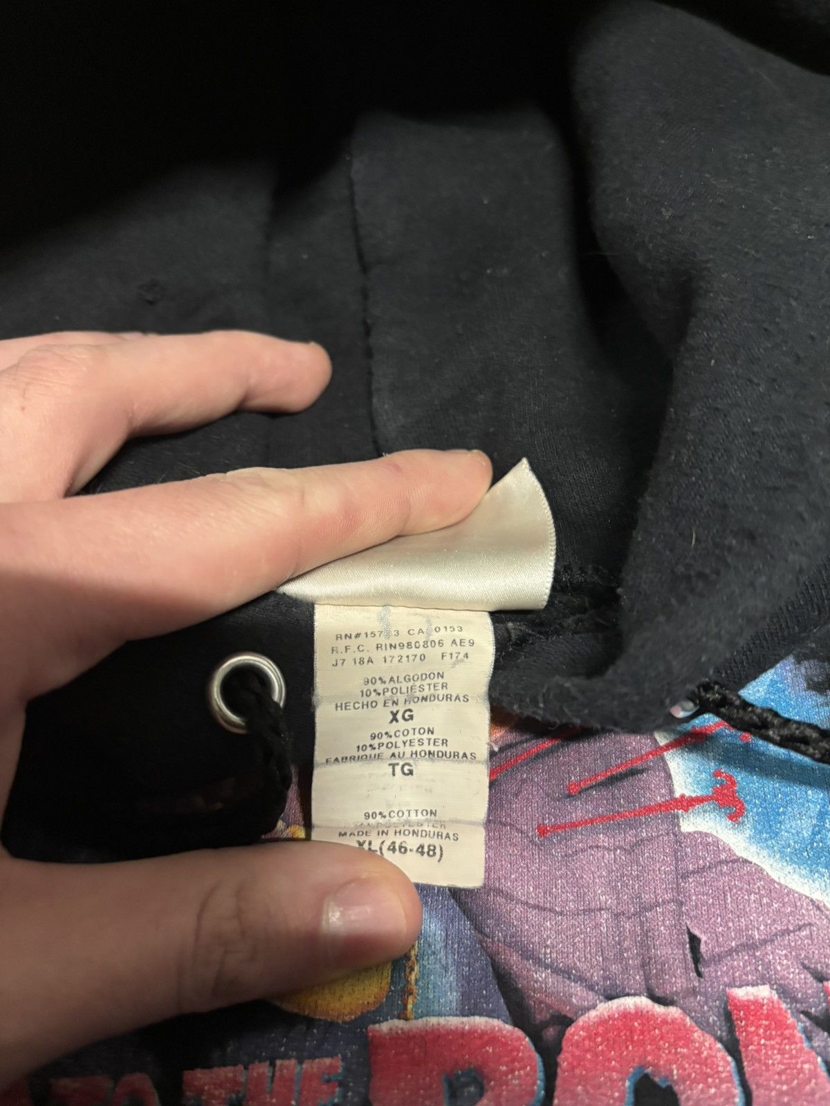 Hanes × Vintage Vintage Bad To The Bone Hoodie 90s Hanes Rare Size US XL / EU 56 / 4 - 5 Thumbnail