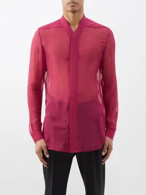 Rick Owens o1y0325 Solid Color Shirt in Fuschia Size US S / EU 44-46 / 1 - 1 Thumbnail