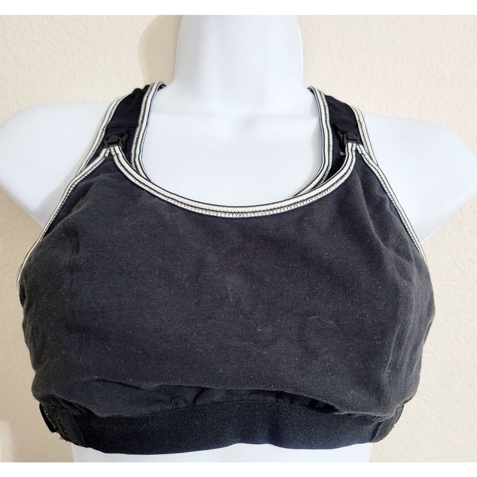 Other Black With White Trim Nursing Bra Medium Mesh Racerback Size ONE SIZE - 1 Thumbnail