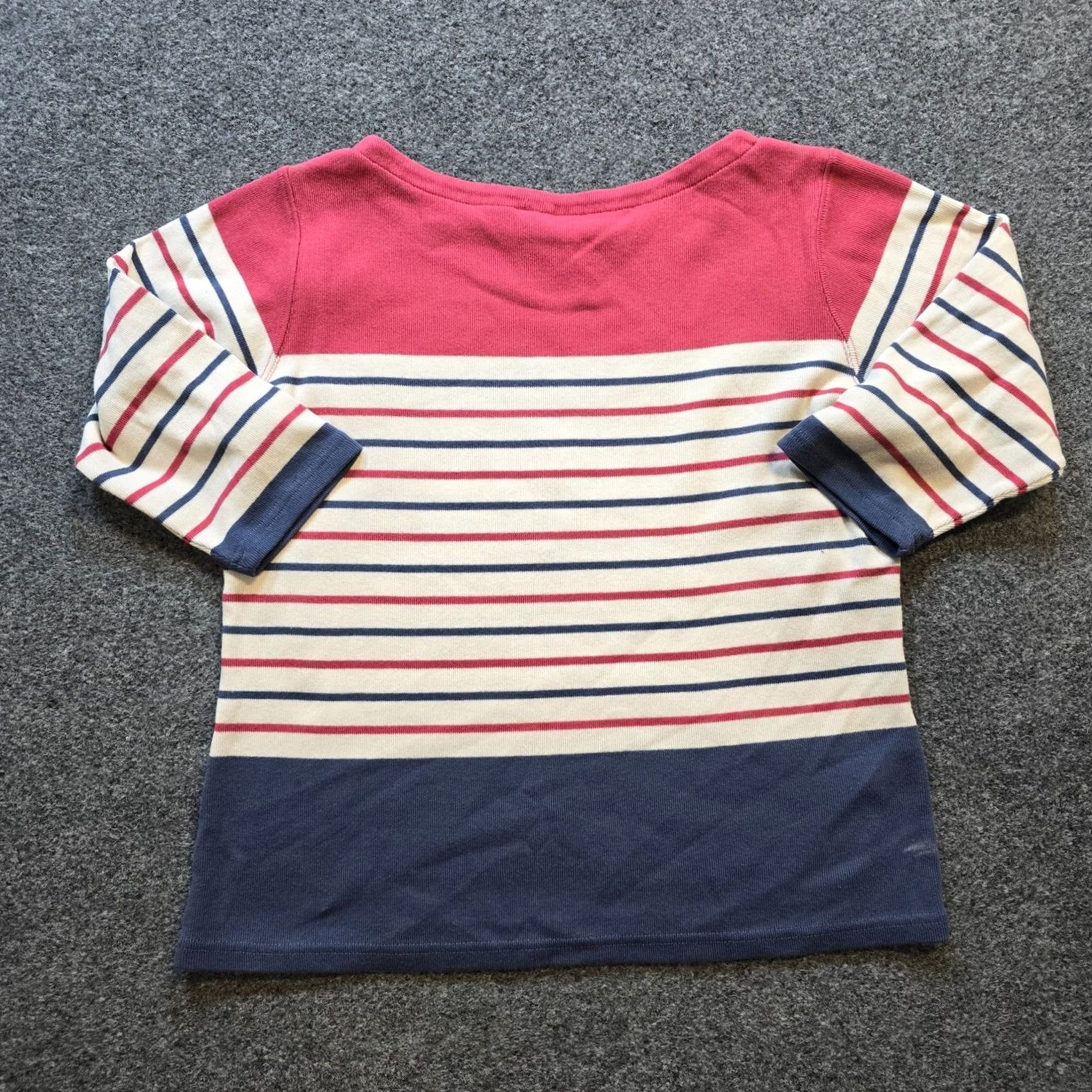 Vintage L.L. Bean Sweater Womens Large White Red Sailor Striped Knit 3/4 Sleeve Boat Neck Casual Basic Pullover Size L / US 10 / IT 46 - 7 Thumbnail