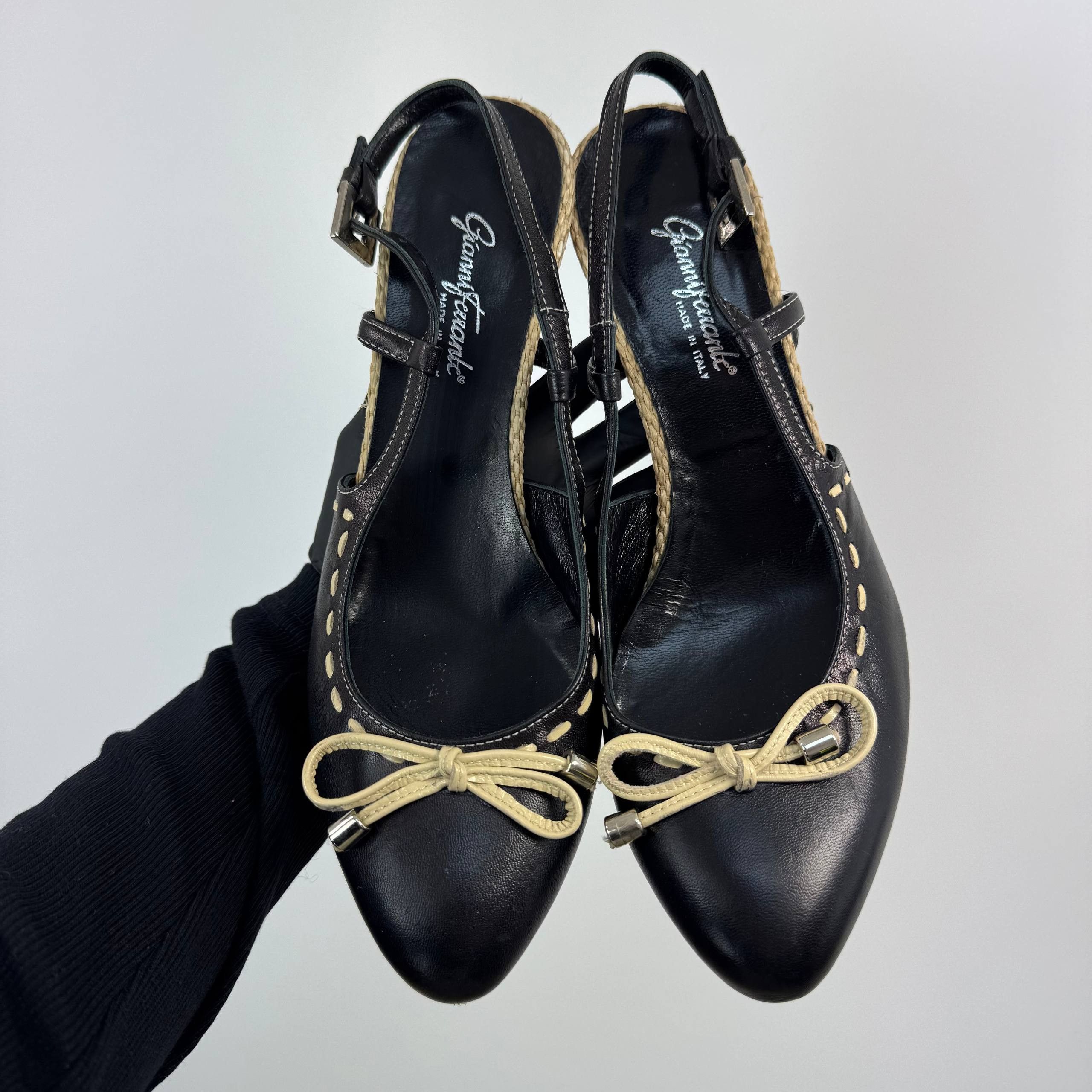 Other Gianni Ferrante Leather Slingback Heels Black EU 39 Womens Size US 9 / IT 39 - 2 Thumbnail