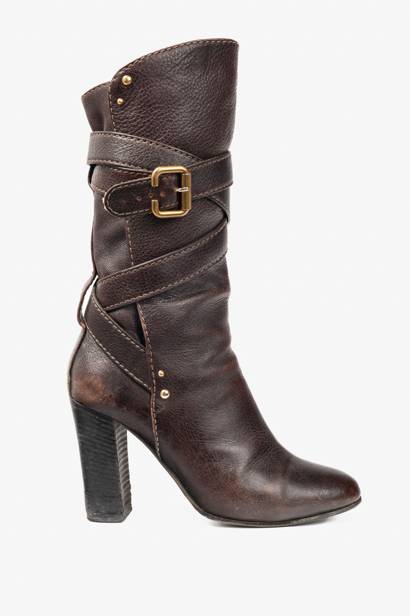 Chloe Chloe Paddington Brown Pebbled-Leather Wraparound Boots Size US 8.5 / IT 38.5 - 1 Thumbnail