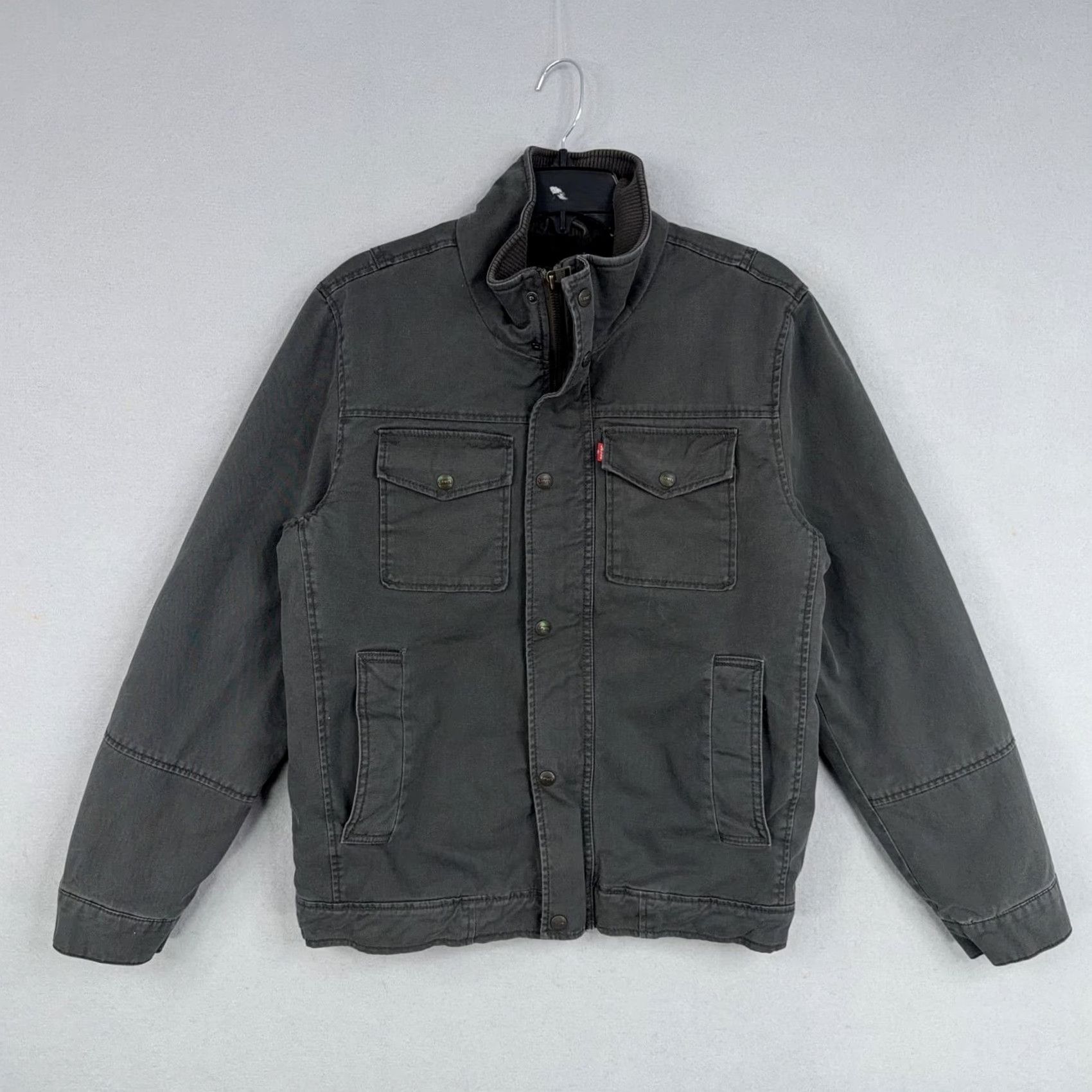 Levi's VINTAGE Levi's Jacket Mens Small Gray Sherpa Lined Zip Military Field Barn Chore Coat Size US S / EU 44-46 / 1 - 2 Thumbnail