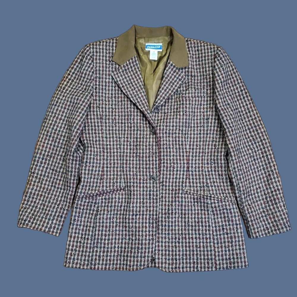 Pendleton VINTAGE Pendleton Blazer Womens 8 Brown Houndstooth Wool Knockabouts USA 90s Size M / US 6-8 / IT 42-44 - 1 Thumbnail
