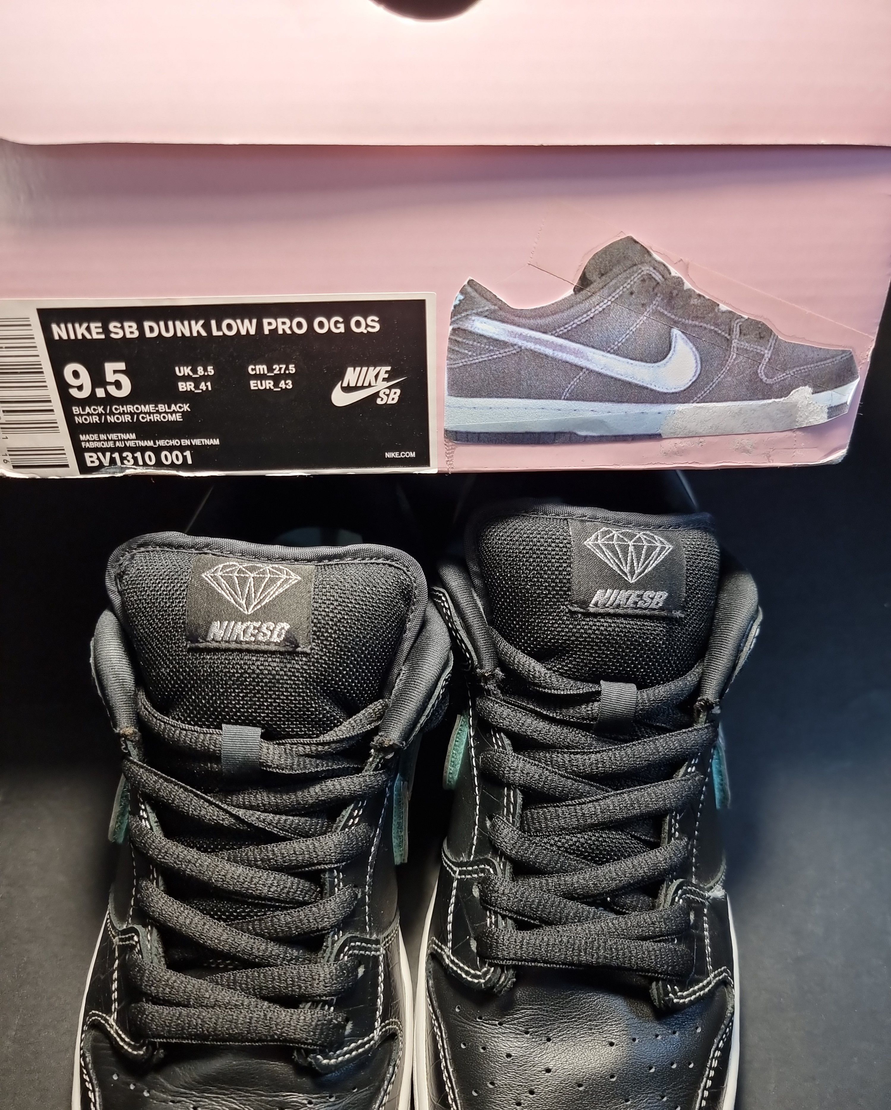 Nike SB Nike SB Dunk Low Diamond Supply Co. Black Diamond Size US 9.5 / EU 42-43 - 7 Thumbnail
