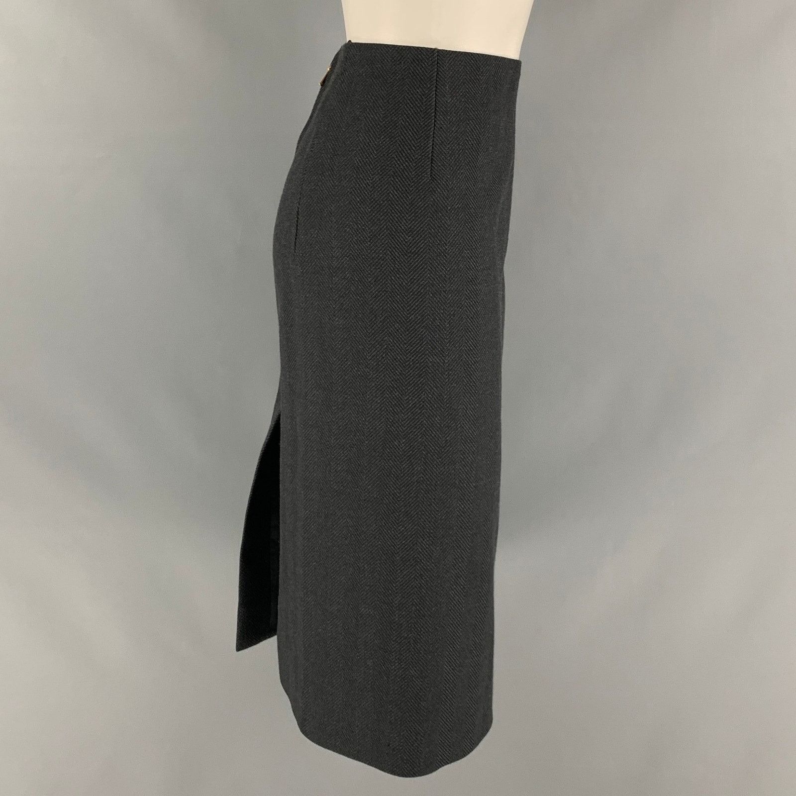 Louis Vuitton LOUIS VUITTON Wool Polyester Herringbone Pencil Mid-Calf Size 30" / US 8 / IT 44 - 2 Thumbnail