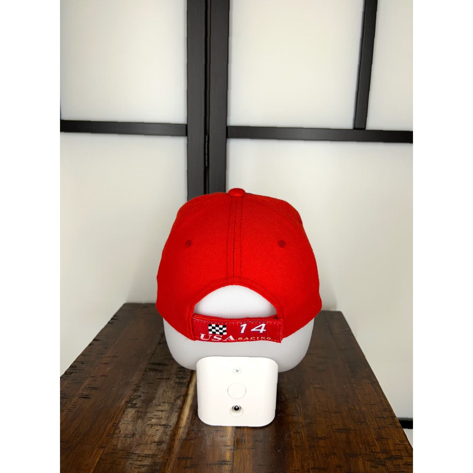 Vintage RACING Hat Cap One Size Red Adjustable USA 100% Acrylic Y & W Headwear Baseball Cap Mens Man Adjustable Strap Back Cars Theme 90s Event Racing Size ONE SIZE - 4 Thumbnail