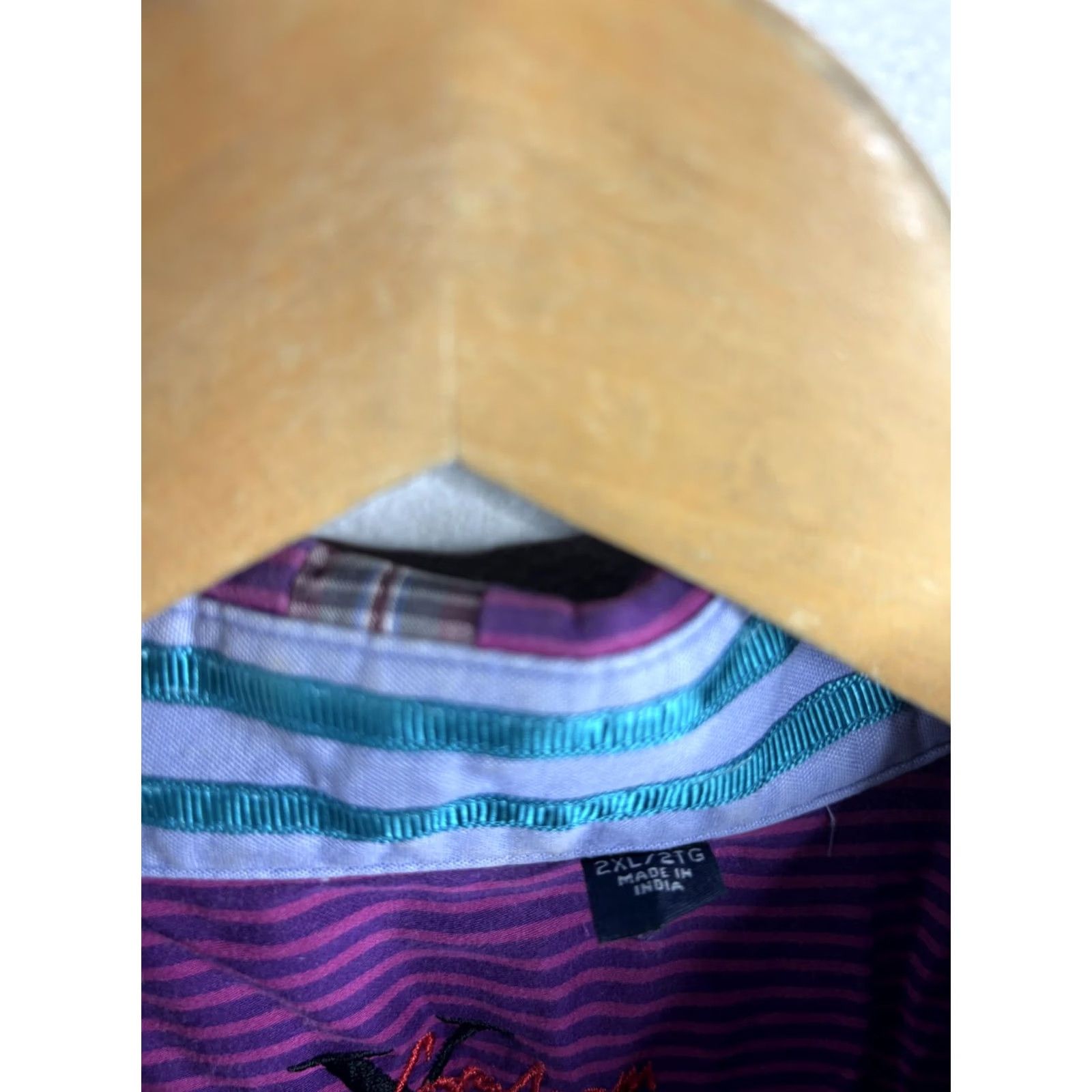 Robert Graham Robert Graham X Shirt Mens 2XL Purple Striped Button Front Contrast Cuff Trim Size US XXL / EU 58 / 5 - 4 Thumbnail