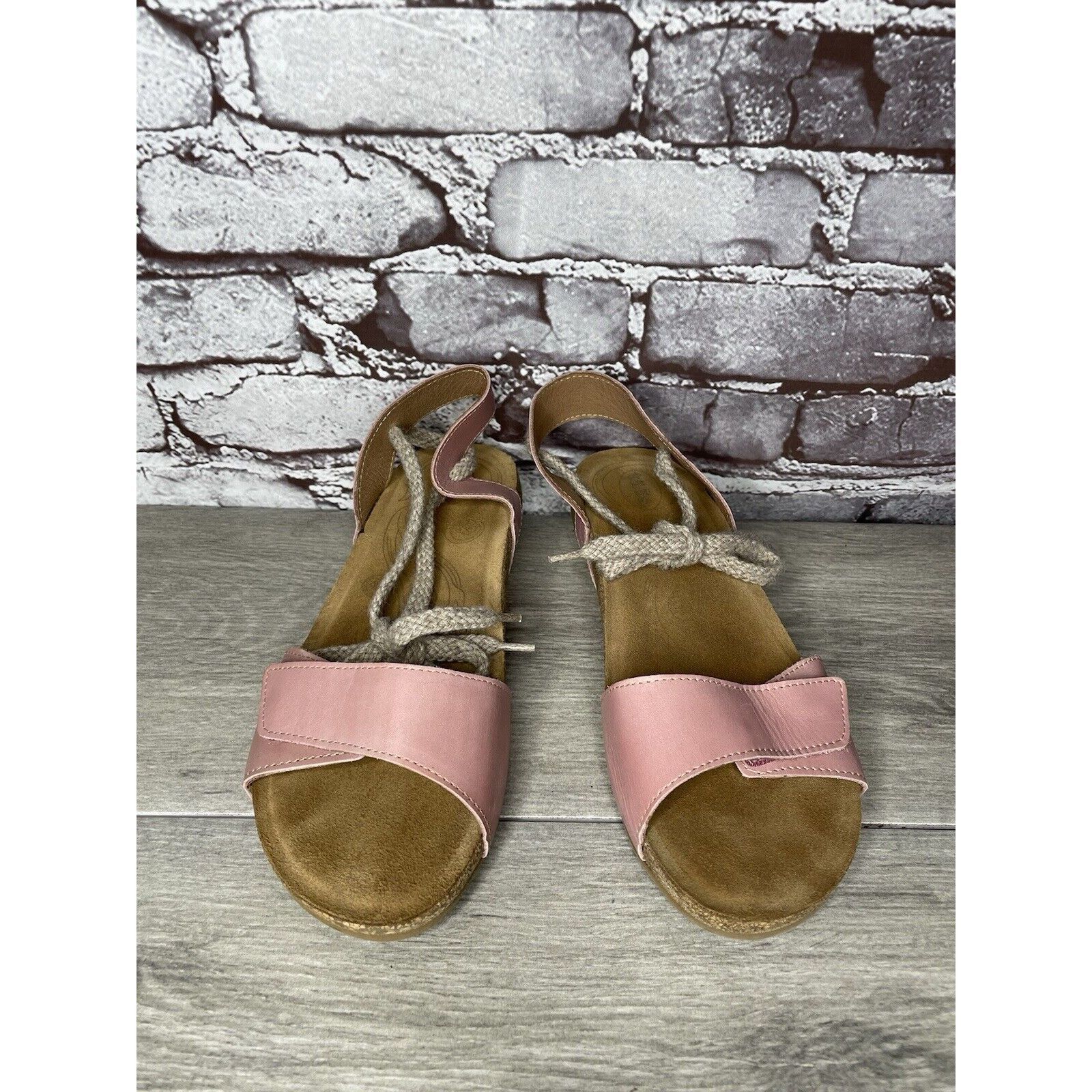 Other TAOS Pink Leather Ankle Lace Strap Cork Wedge Sandals Women Size US 9.5 / IT 39.5 - 16 Thumbnail