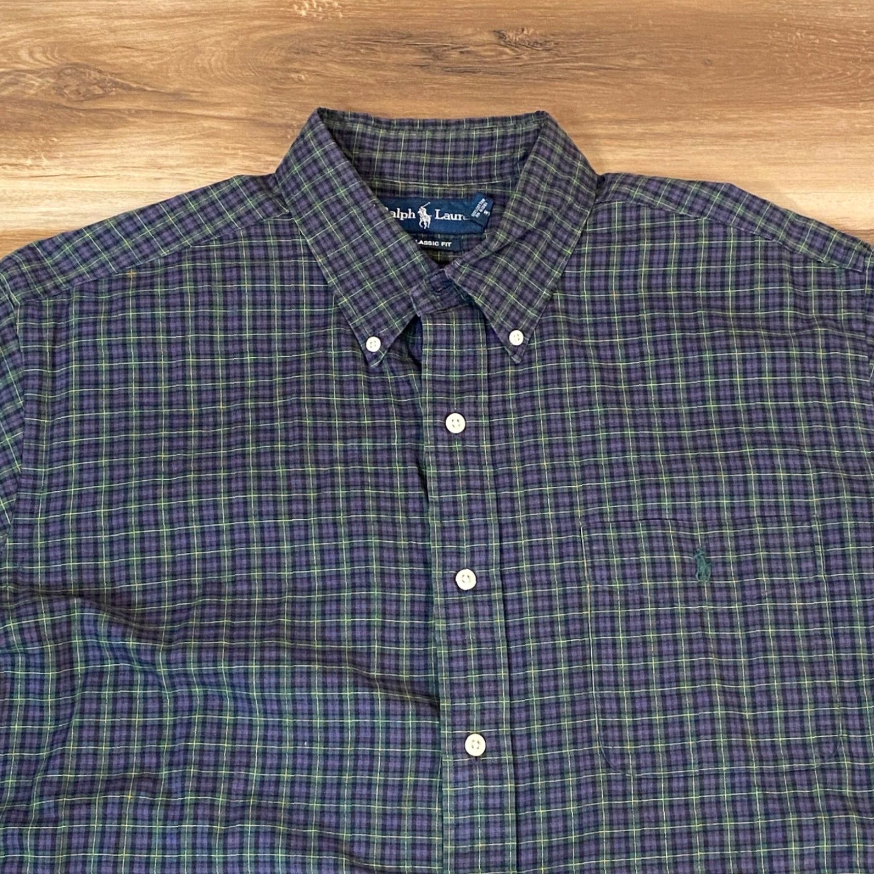 Ralph Lauren Ralph Lauren Shirt Mens XL Green Purple Tartan Plaid Classic Fit Button-Down Collar Button-Up Pocketed Multicolor Cotton Woven Logo Size US XL / EU 56 / 4 - 2 Thumbnail