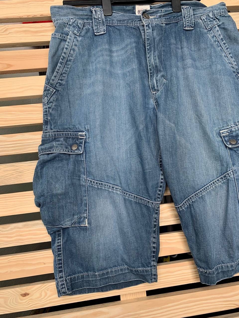 Levi's × Vintage Levis Cargo Shorts Denim Distressed Rap Sk8 Baggy Size US 34 / EU 50 - 4 Thumbnail