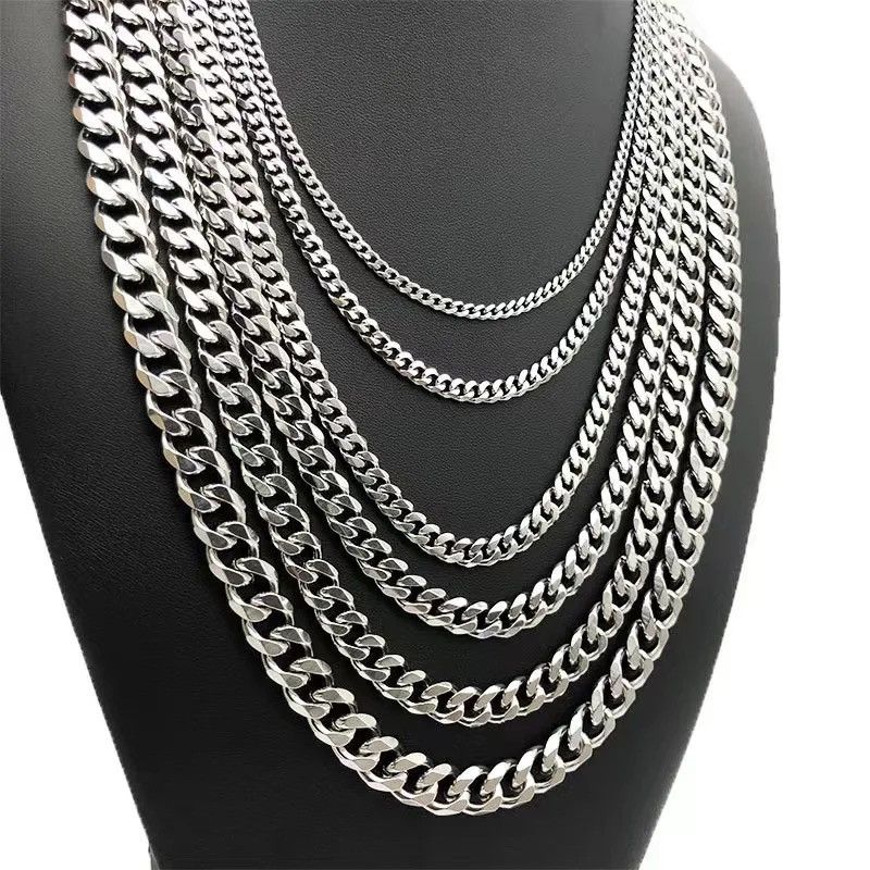 Jewelry × Vintage Stainless Steel Necklace Cuban Chain Size ONE SIZE - 2 Thumbnail