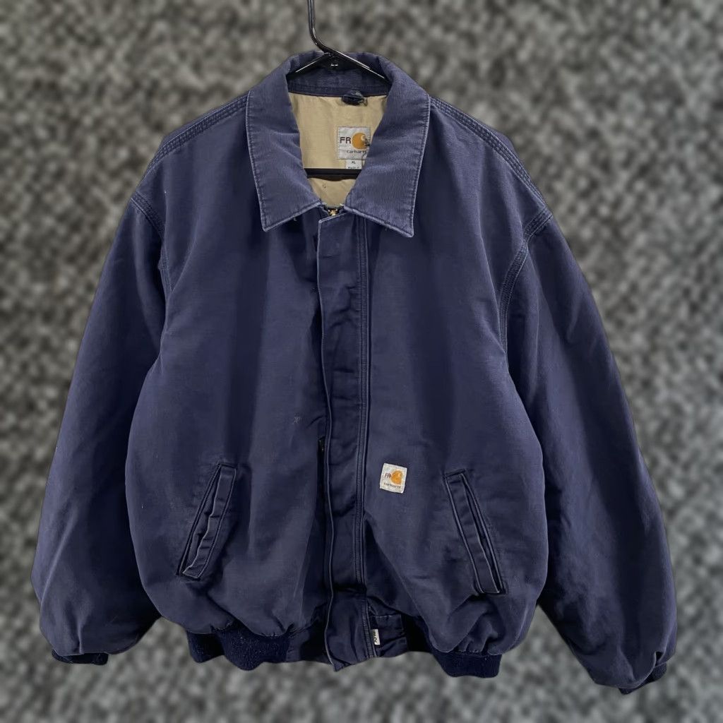 Carhartt Flame Resistant FR Jacket Mens XL Navy Blue Workwear