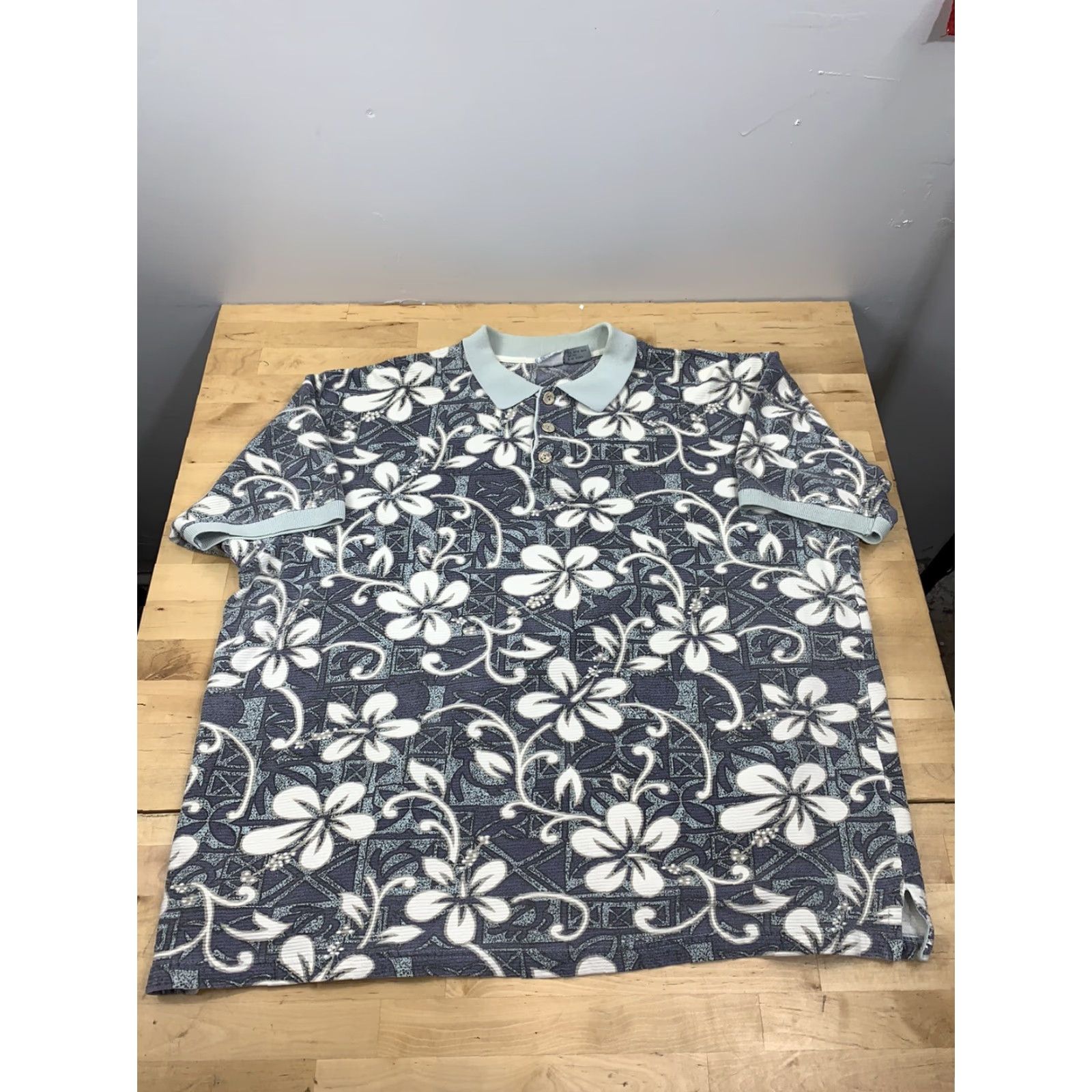 Ocean Pacific Ocean Pacific OP Polo Floral Blue XL Short Sleeve Beach Casual Polo Shirt Men Size US XL / EU 56 / 4 - 2 Thumbnail