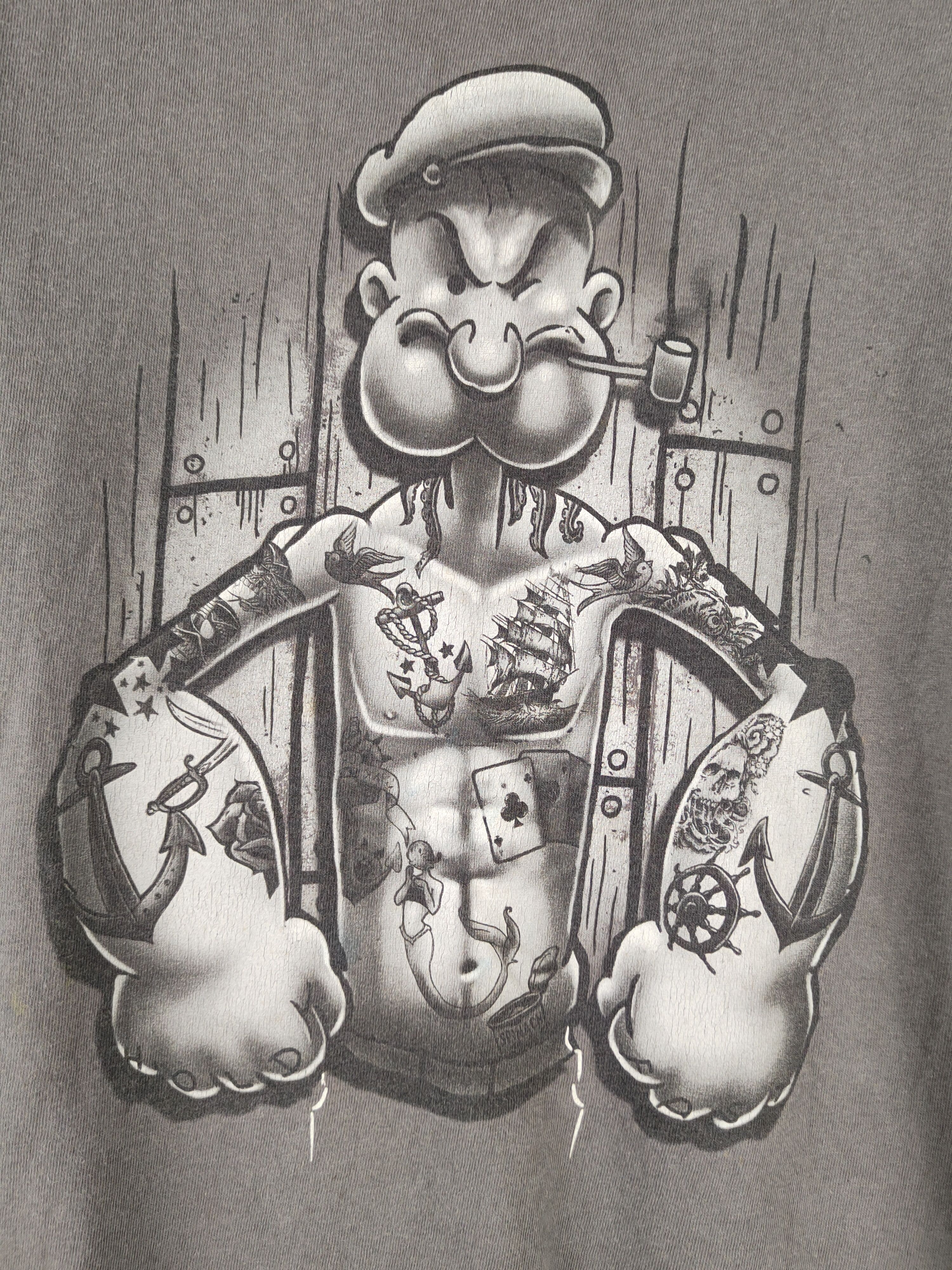 Japanese Brand × Vintage DL Japanese Brand Gray Popeye Short Sleeve T-shirt #1037 Size US S / EU 44-46 / 1 - 3 Thumbnail