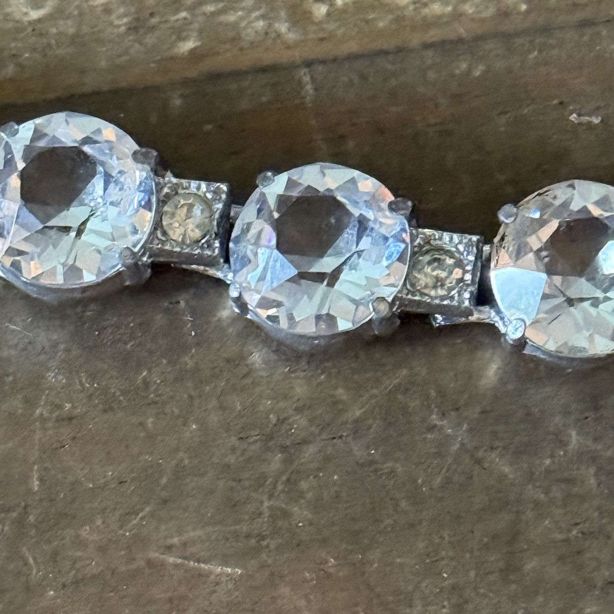 Vintage Vintage silver tone large crystal tennis bracelet Size ONE SIZE - 3 Thumbnail