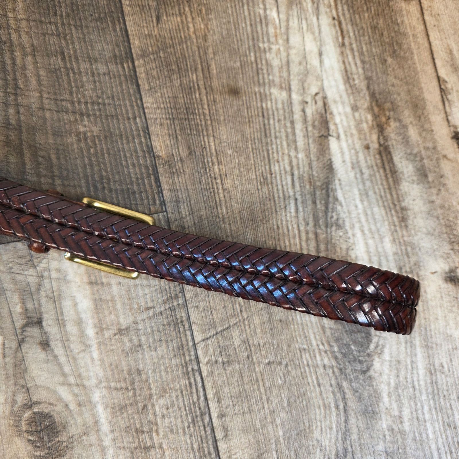 Brighton Brighton Belt Brown Woven Solid Brass Buckle Braided Size 38 Size 38 - 9 Thumbnail