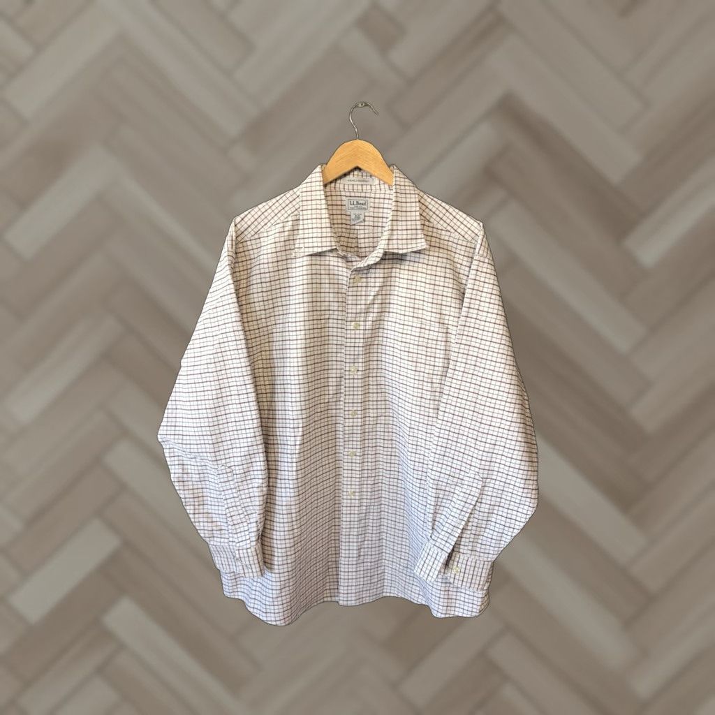 Vintage VINTAGE LL Bean Mens White Checkered Long Sleeve Wrinkle Free Button Up Shirt 18-34-34 White Men Button-Up Shirt Mens 34 White Checkered Long Sleeve Size US S / EU 44-46 / 1 - 1 Thumbnail
