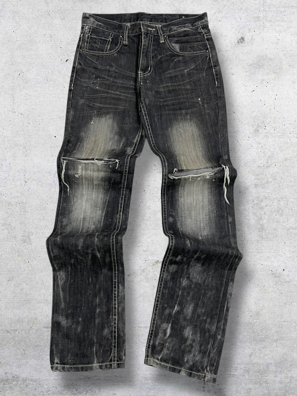If Six Was Nine VINTAGE DISTRESS WHISKERING GRUNGE AESTHETIC SEMANTIC DENIM Size US 29 - 1 Thumbnail