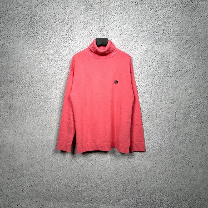 Loewe Loewe Coral Pink Embroidered Logo Turtleneck Sweater- dmc Size US L / EU 52-54 / 3 - 1 Thumbnail