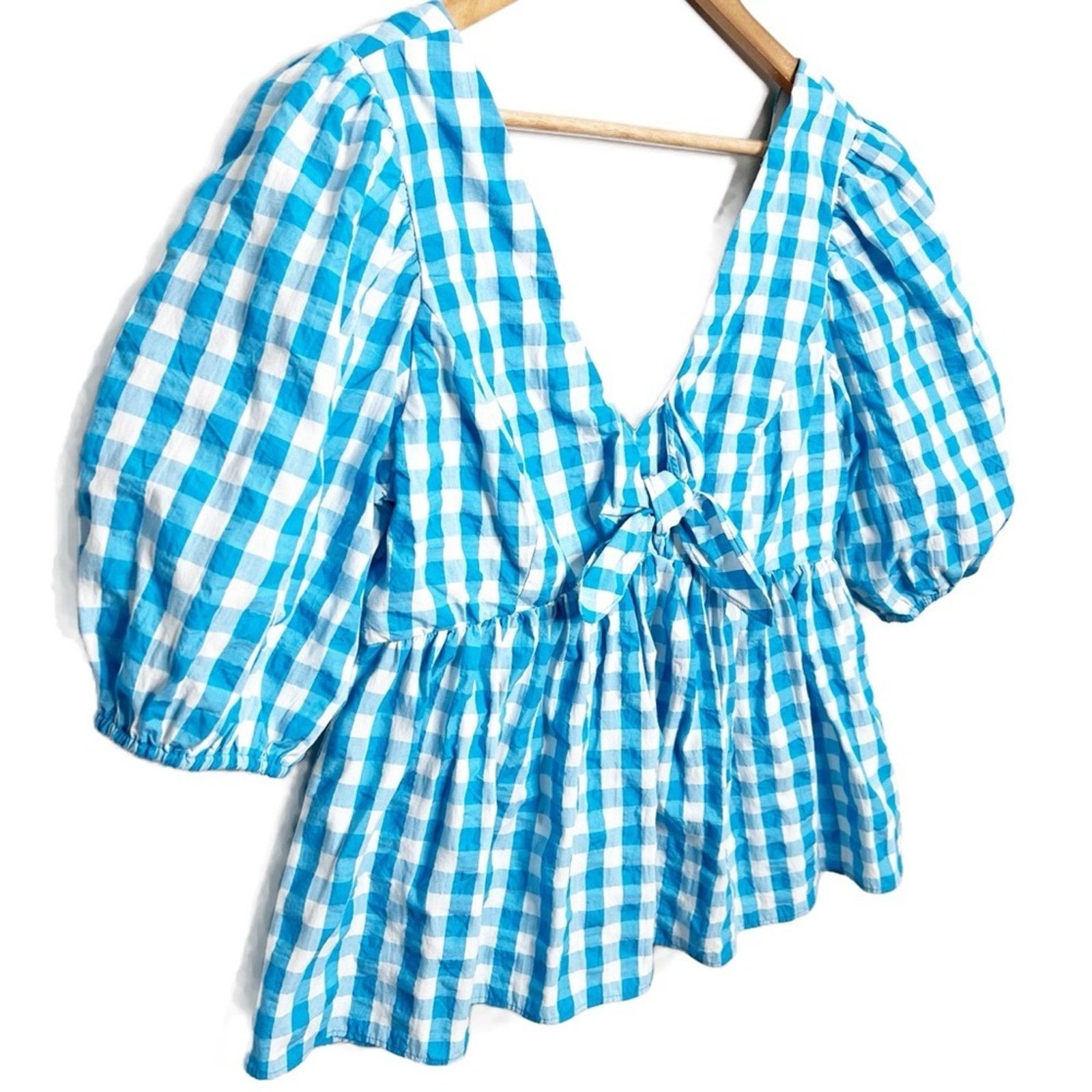 Lilly Pulitzer Lilly Pulitzer Sarafina Gingham Babydoll Women's Blouse Size L / US 10 / IT 46 - 5 Thumbnail