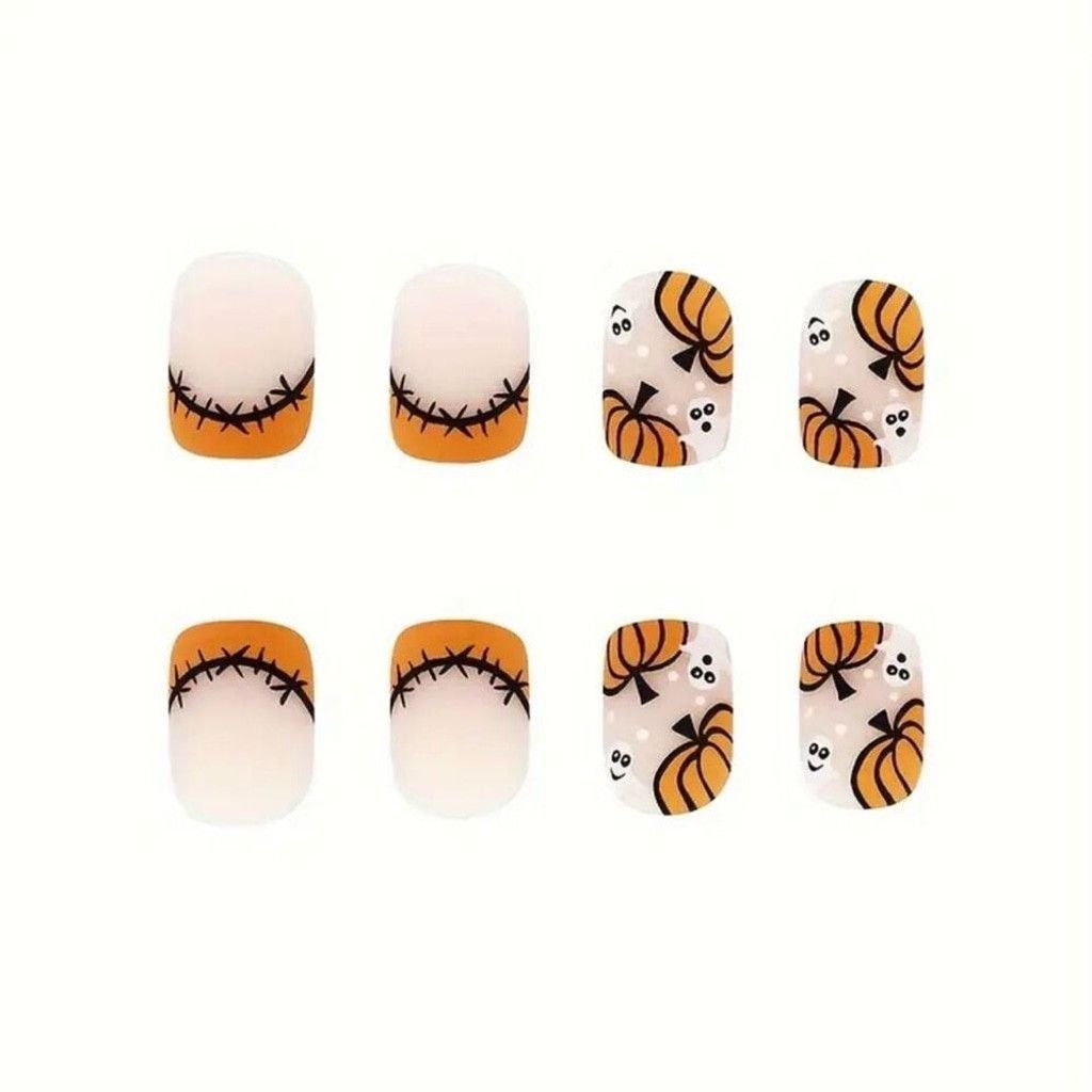 Other New 24pcs Spooky Pumpkin Halloween Nail Set Glossy Size ONE SIZE - 5 Thumbnail