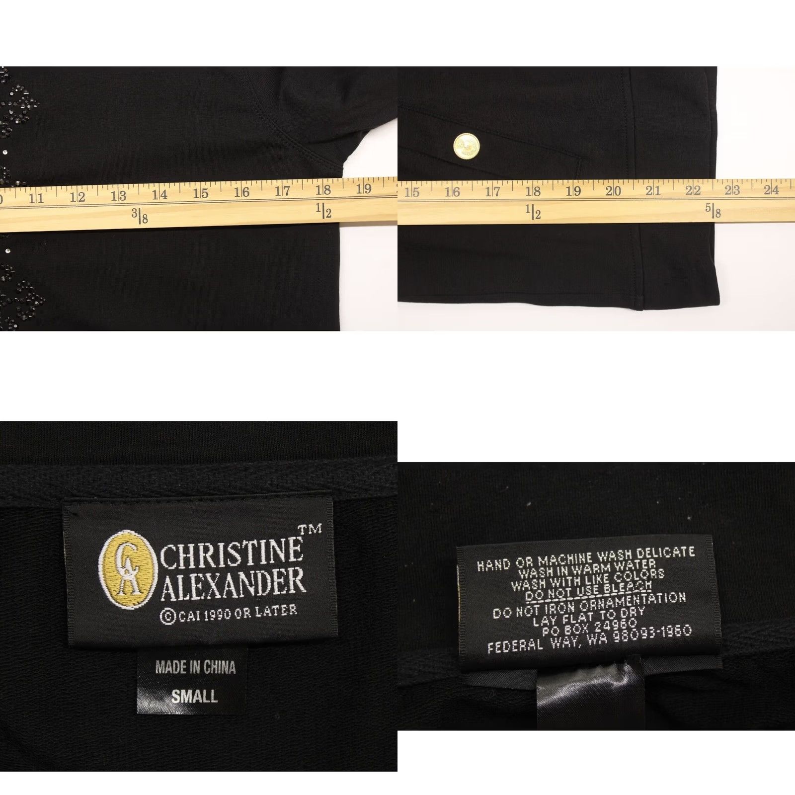 Vintage Christine Alexander Sweater Women's Small Black Embellished Zip Front Size S / US 4 / IT 40 - 8 Thumbnail