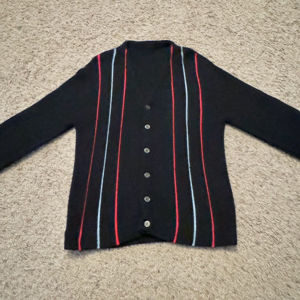Vintage VINTAGE 60s BLACK WITH STRIPE CARDIGAN! Size US S / EU 44-46 / 1 - 3 Thumbnail