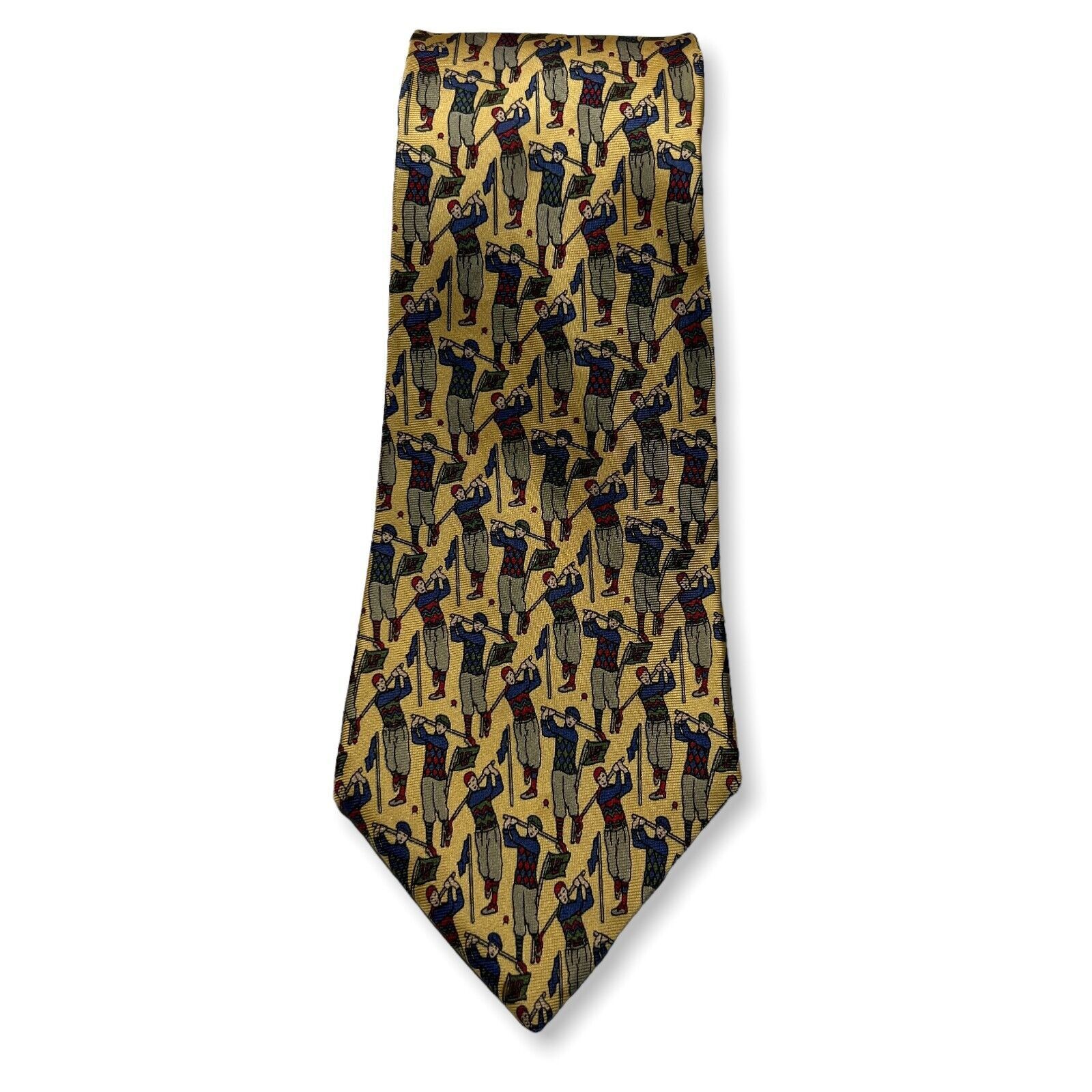 Other Barbara Blank NY Silk Golf Necktie Yellow Vintage Size ONE SIZE - 6 Thumbnail