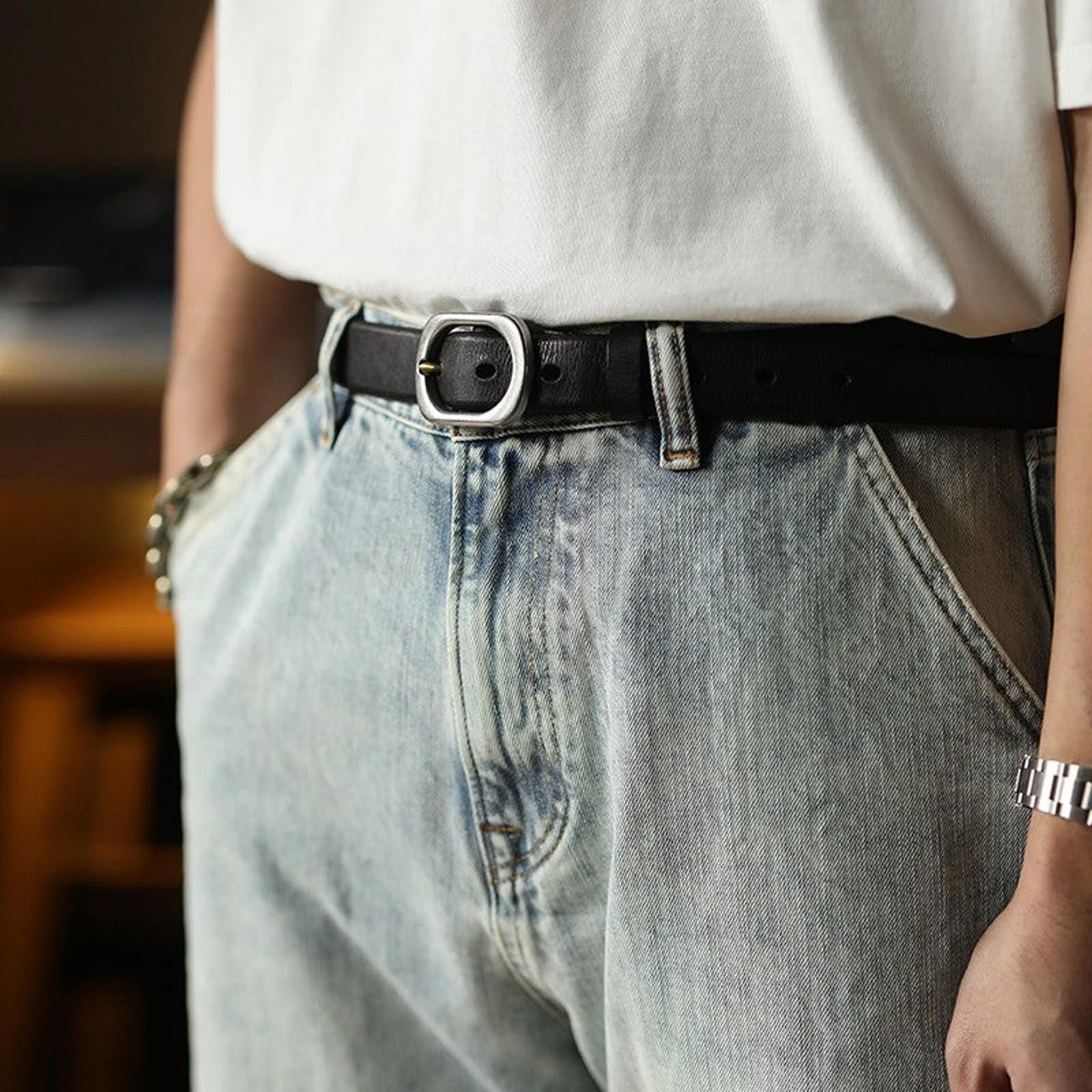 Leather Washed Italian Leather Belt – Handmade, Copper Buckle Size ONE SIZE - 4 Thumbnail