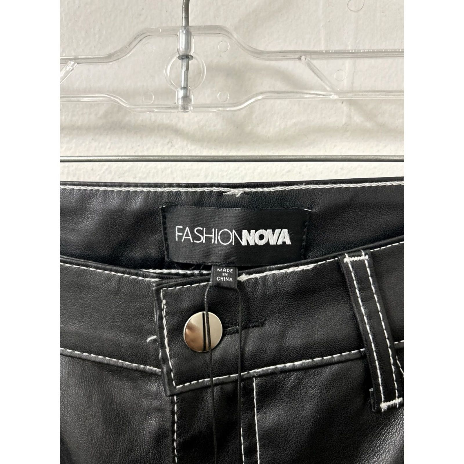 Fashion Nova VINTAGE Fashion Nova Won't Follow The Rules Faux Leather Pants Womens XL Black White NWT Size 40" / US 18 - 6 Thumbnail
