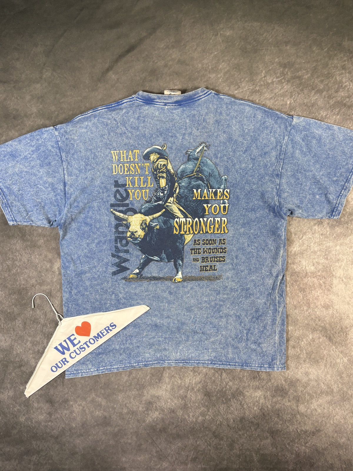 Wrangler Vintage Wrangler Acid Wash Tee Shirt Wrangler Jeans Western Size US XL / EU 56 / 4 - 12 Thumbnail