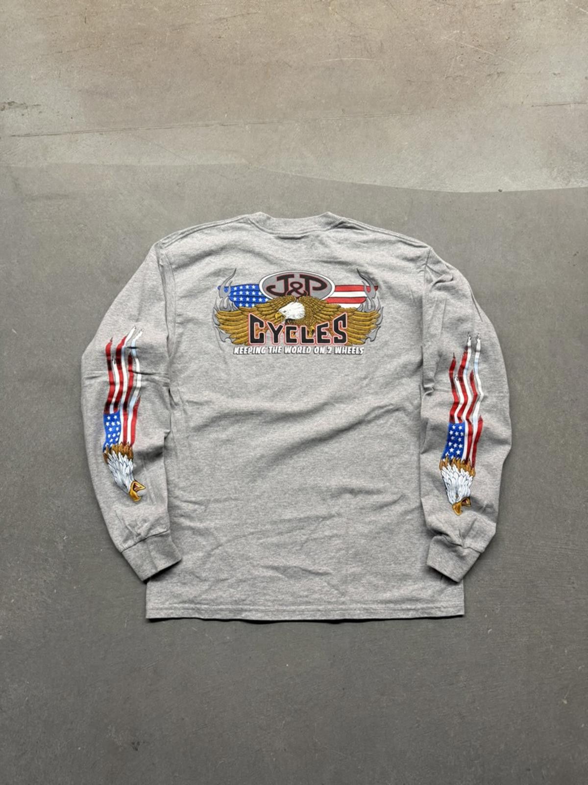 Gildan Vintage Y2K Eagle American Flag Biker Long Sleeve Shirt Size US L / EU 52-54 / 3 - 2 Thumbnail