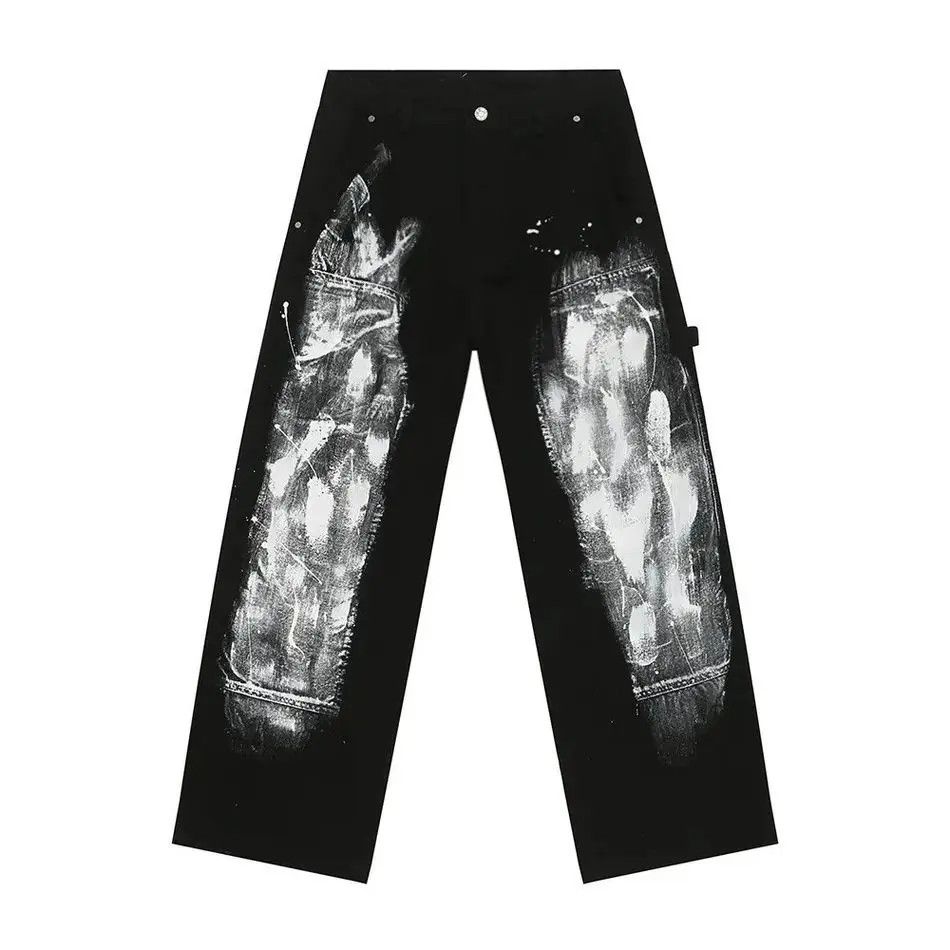 Japanese Brand Retro loose wide leg graffiti jeans Size US 32 / EU 48 - 3 Thumbnail