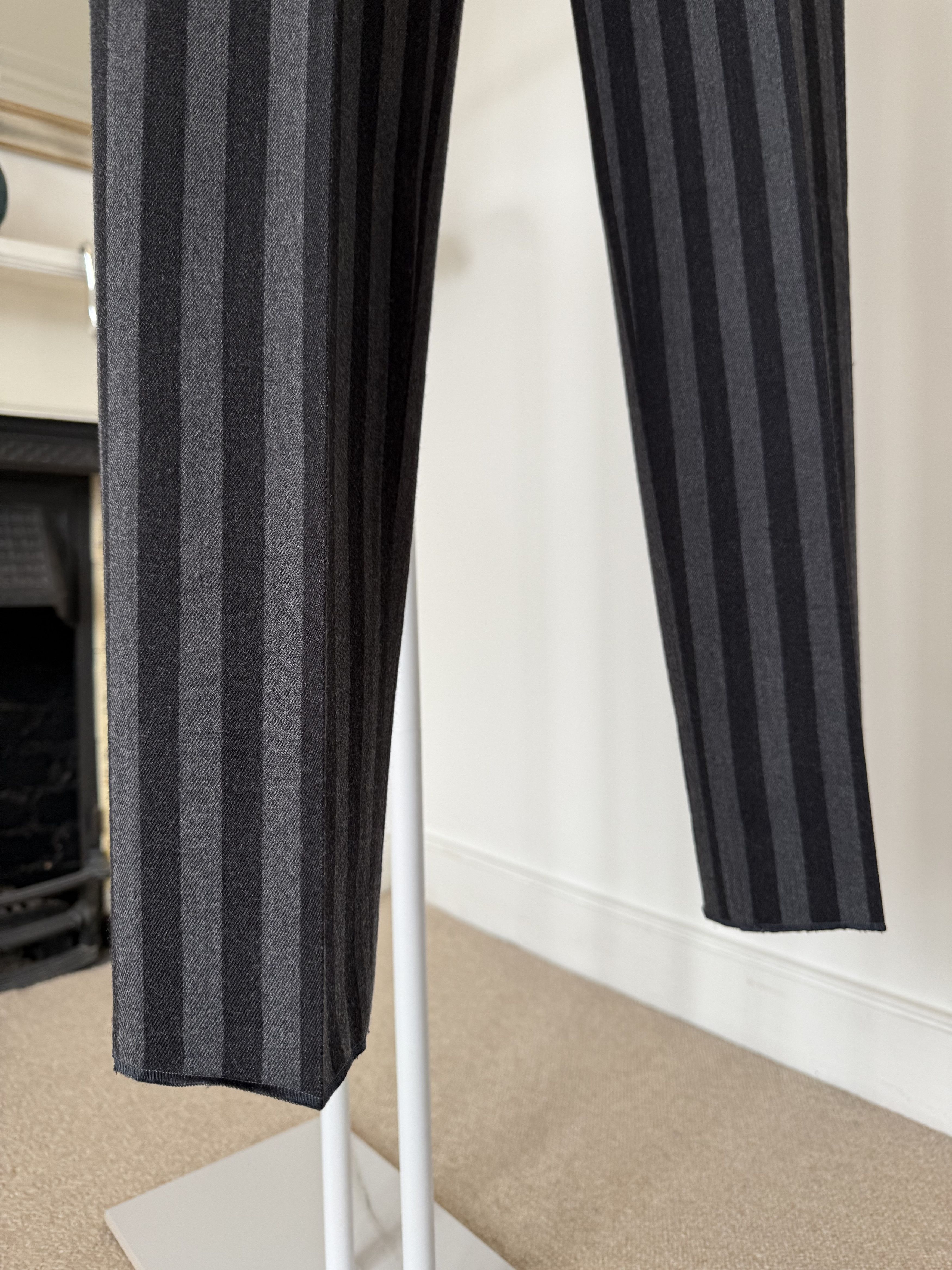 Saint Laurent Paris FW23 Saint Laurent Wool Trousers in Striped Black/Gray Size US 32 / EU 48 - 8 Thumbnail