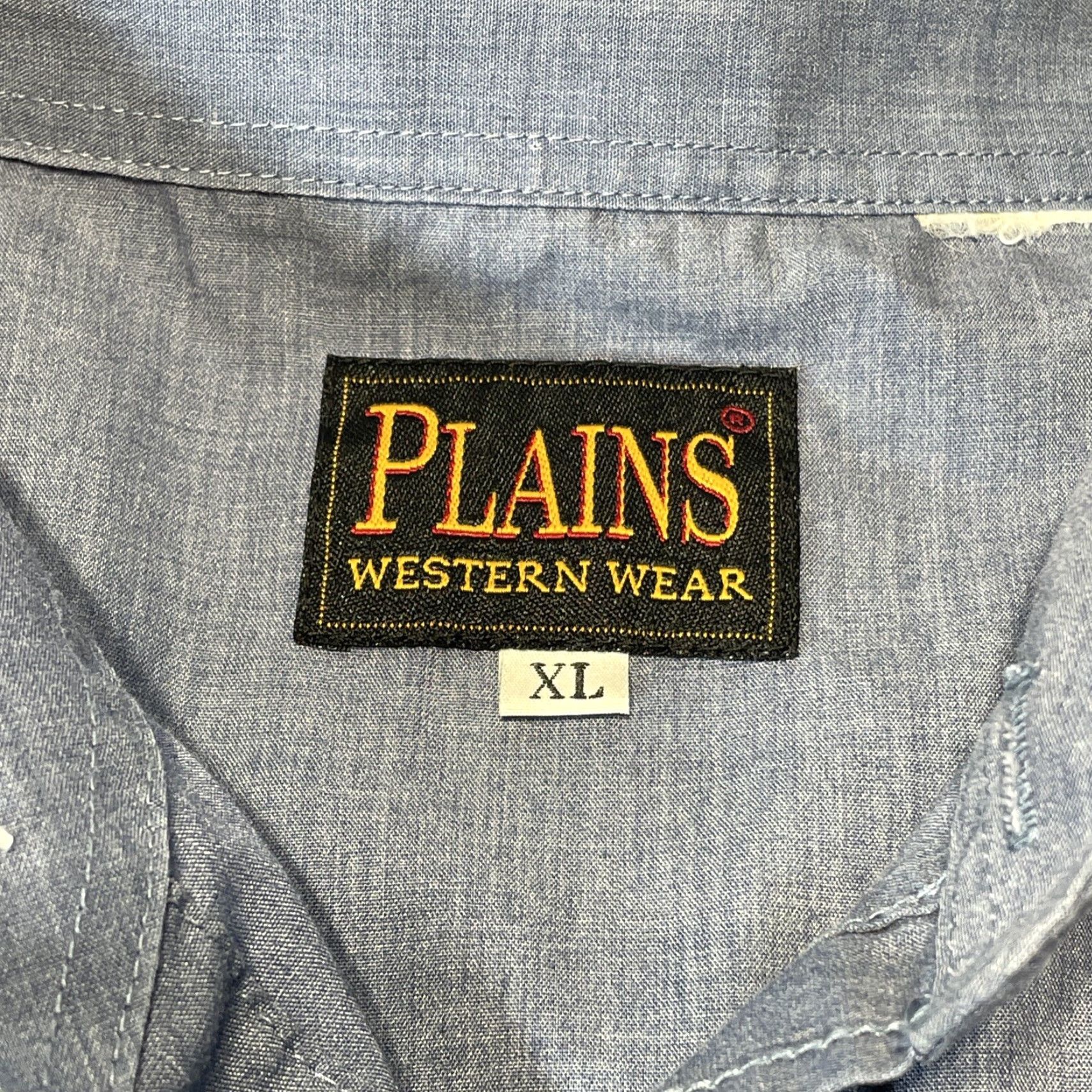 Vintage VINTAGE Plains Western Wear Pearl Snap Button-Up Shirt XL Long Sleeve Embroidered Blue Mens Size US XL / EU 56 / 4 - 2 Thumbnail
