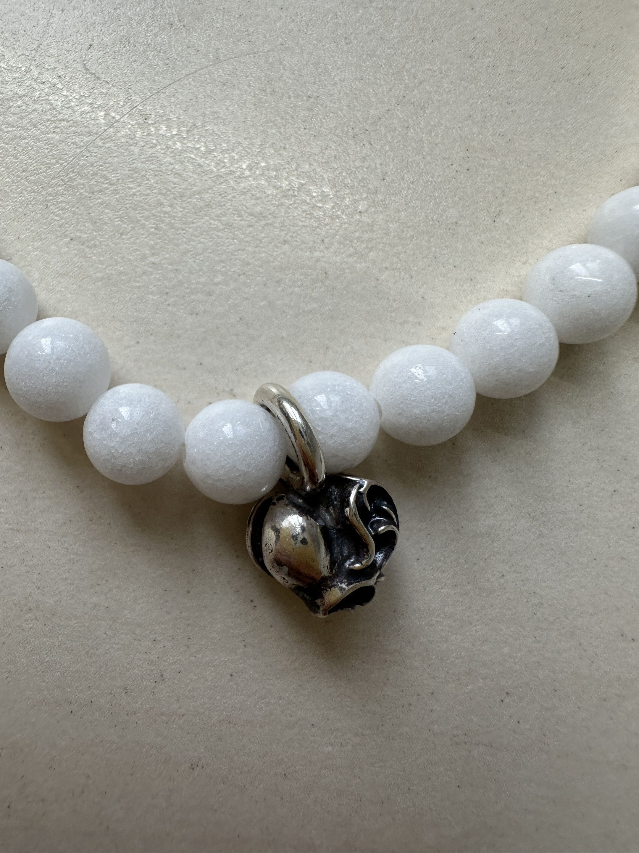 Chrome Hearts Chrome Hearts Vine Heart 6mm White Agate Beaded Bracelet Size ONE SIZE - 3 Thumbnail