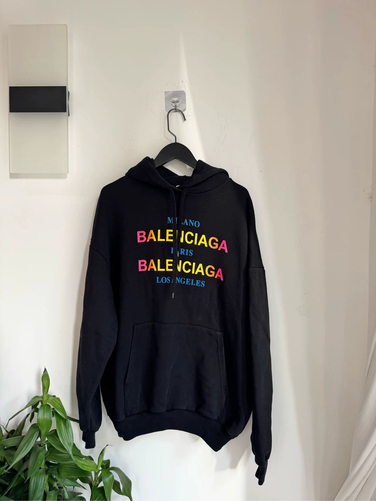 balenciaga black hoodie with colorful logo