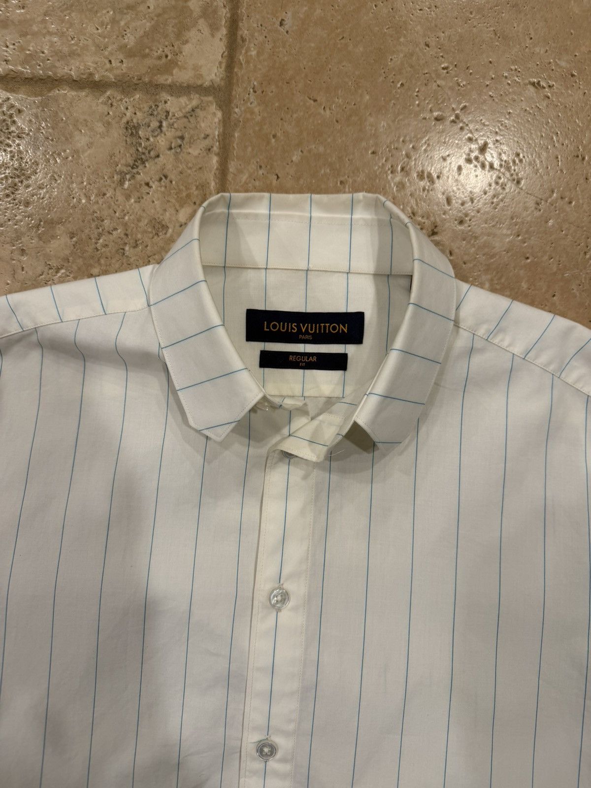 Louis Vuitton Louis Vuitton x Virgil Pin Striped Monogram Spray Logo Shirt Size US S / EU 44-46 / 1 - 10 Thumbnail