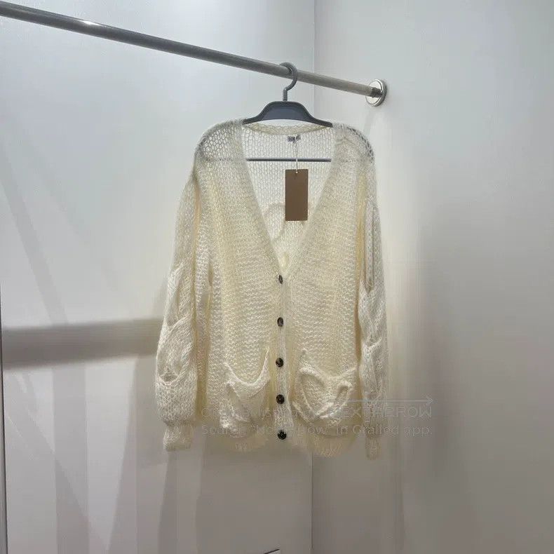 Loewe Loewe Pocket White Mohair Knit Cardigan Size S / US 4 / IT 40 - 1 Thumbnail