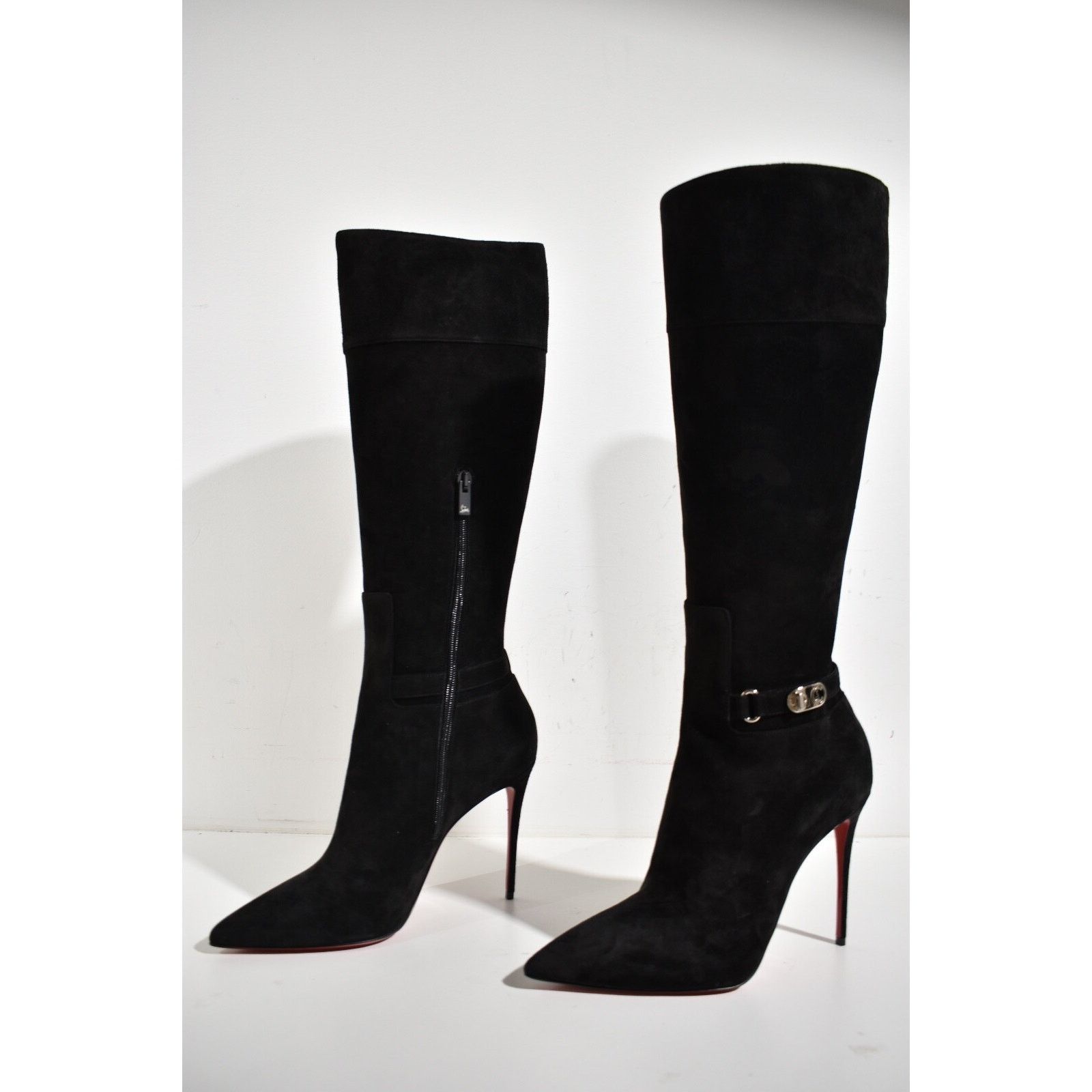 Christian Louboutin Christian Louboutin Lock Kate Botta 100 Black Suede Knee Size US 10.5 / IT 40.5 - 10 Thumbnail