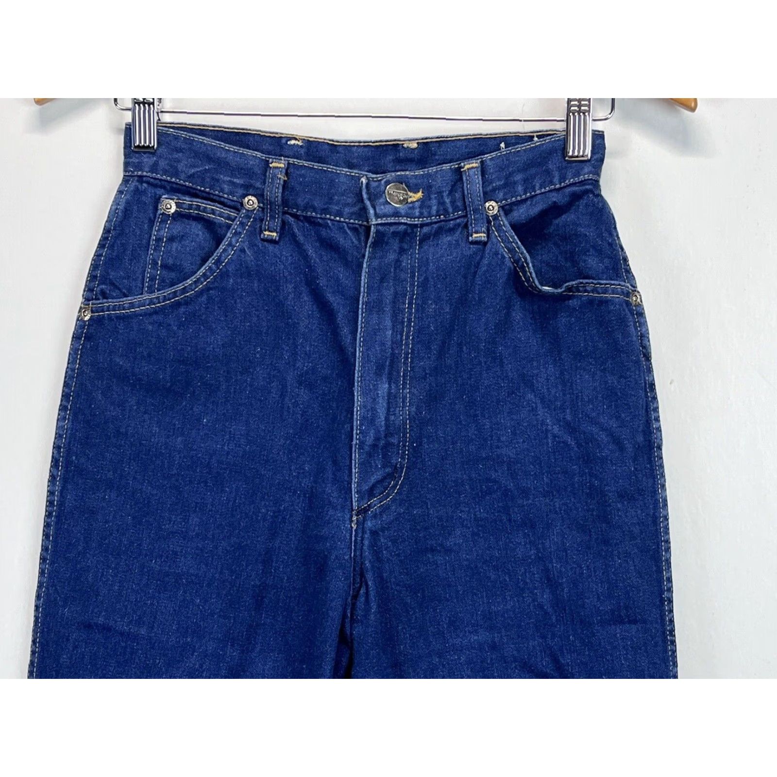 Wrangler VINTAGE Wrangler Jeans Juniors Size 11 x 34 High Rise Blue Embroidered Pockets 80s Womens Size 32" / US 10 / IT 46 - 3 Thumbnail