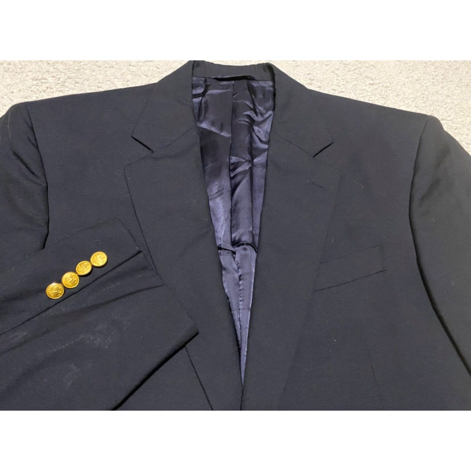 Brooks Brothers Brooks Brothers Blazer Mens Regular Two-Button Solid Blue Wool 41 Chest 42 Jacket Short Long Lists? Size 42R - 2 Thumbnail