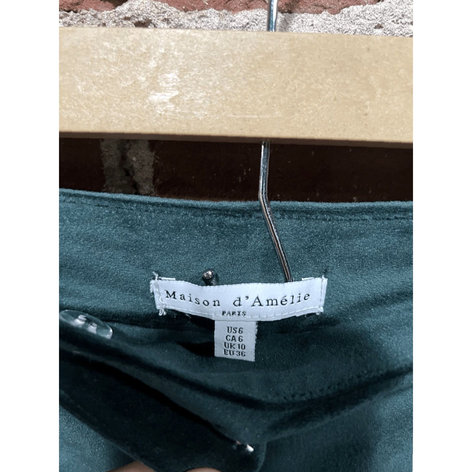 Anthropologie VINTAGE Anthropologie Maison d Amelie Womens Pants 6 Leg Green Velvet Gold Button Size 28" / US 6 / IT 42 - 3 Thumbnail