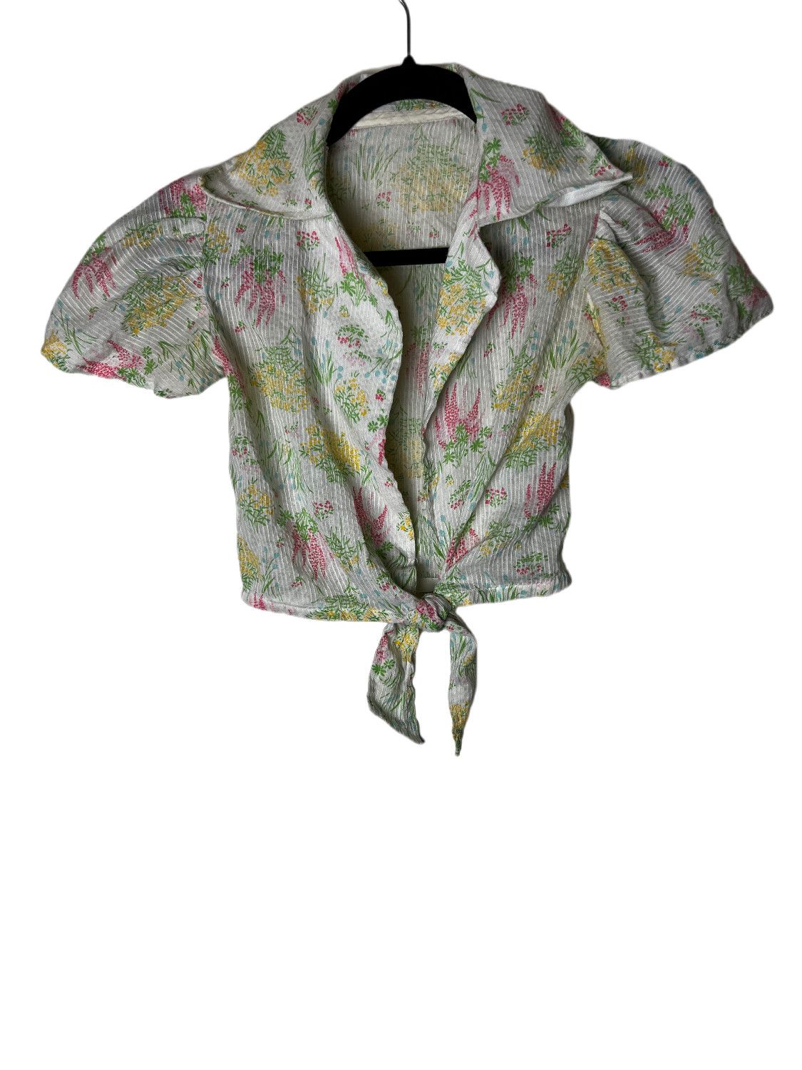 Vintage Vintage 1970's-1980's Floral Print Front Tie Crop Coverup Size S / US 4 / IT 40 - 1 Thumbnail