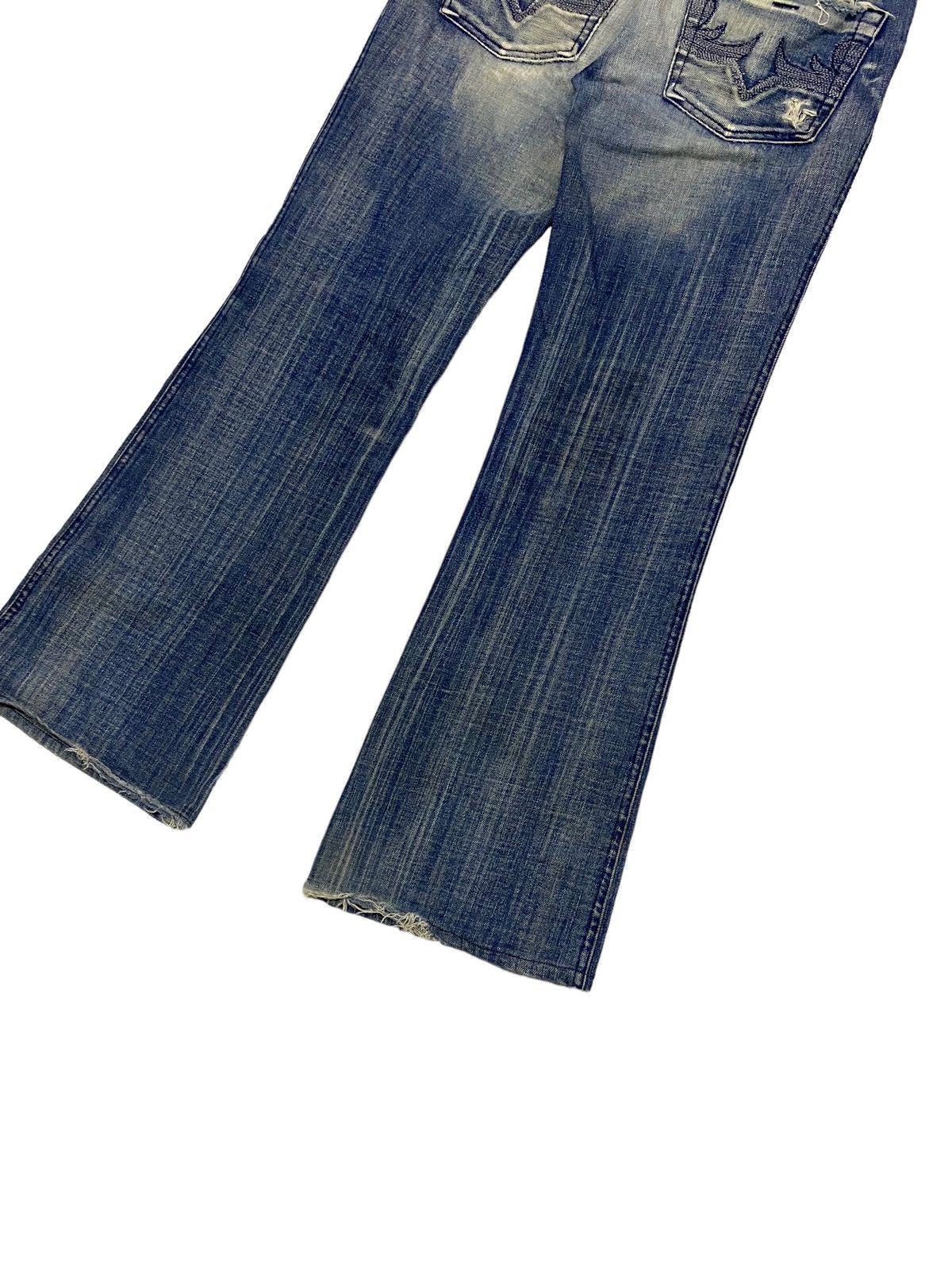 14th Addiction × If Six Was Nine × Le Grande Bleu (L.G.B.) Flare Diesel Low Rise Mud Washed Light Whisker Distressed Size US 30 / EU 46 - 13 Thumbnail