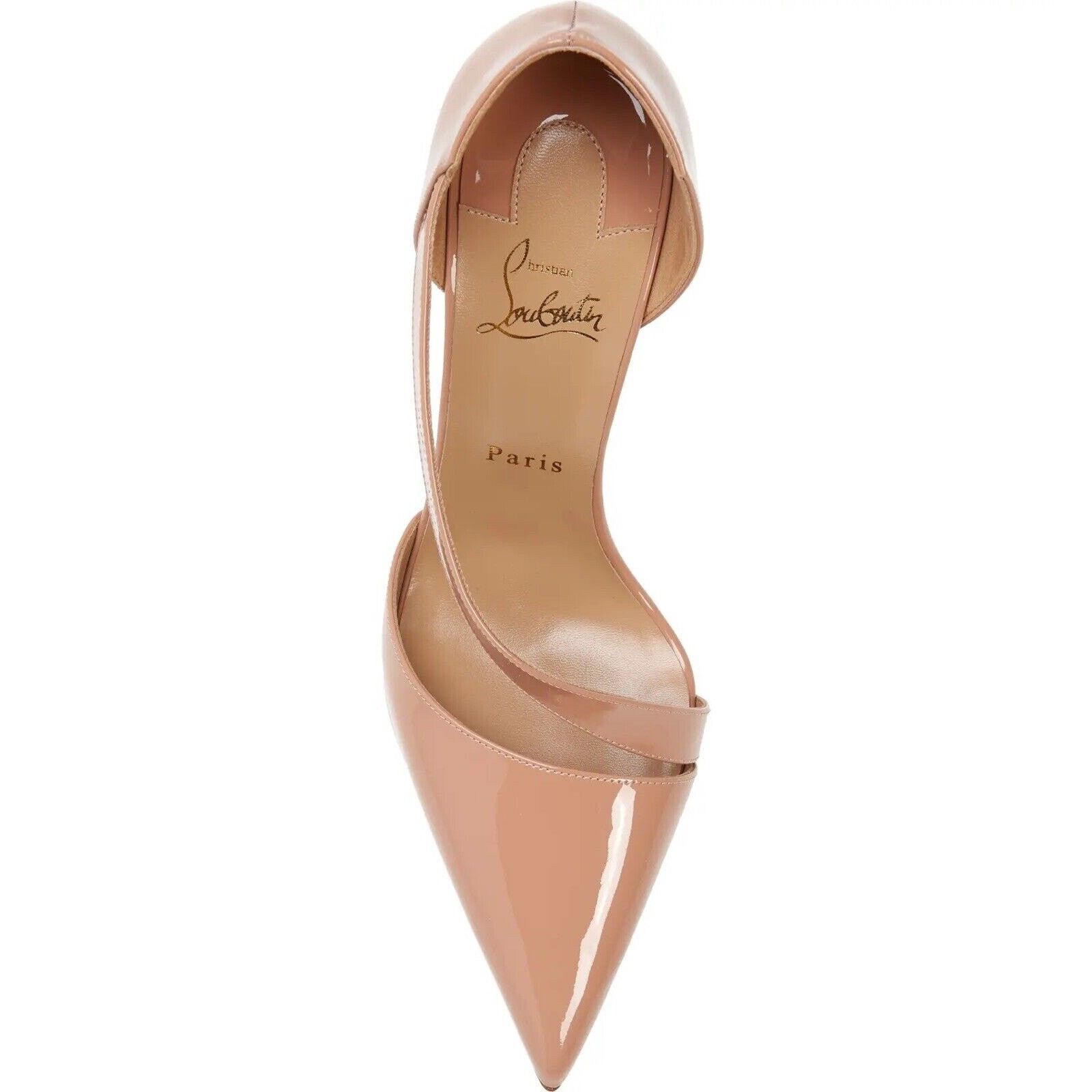 Christian Louboutin Astrid 100 Nude Patent Leather Cross Strap Heel Pump 42 Size US 12 / IT 42 - 6 Thumbnail