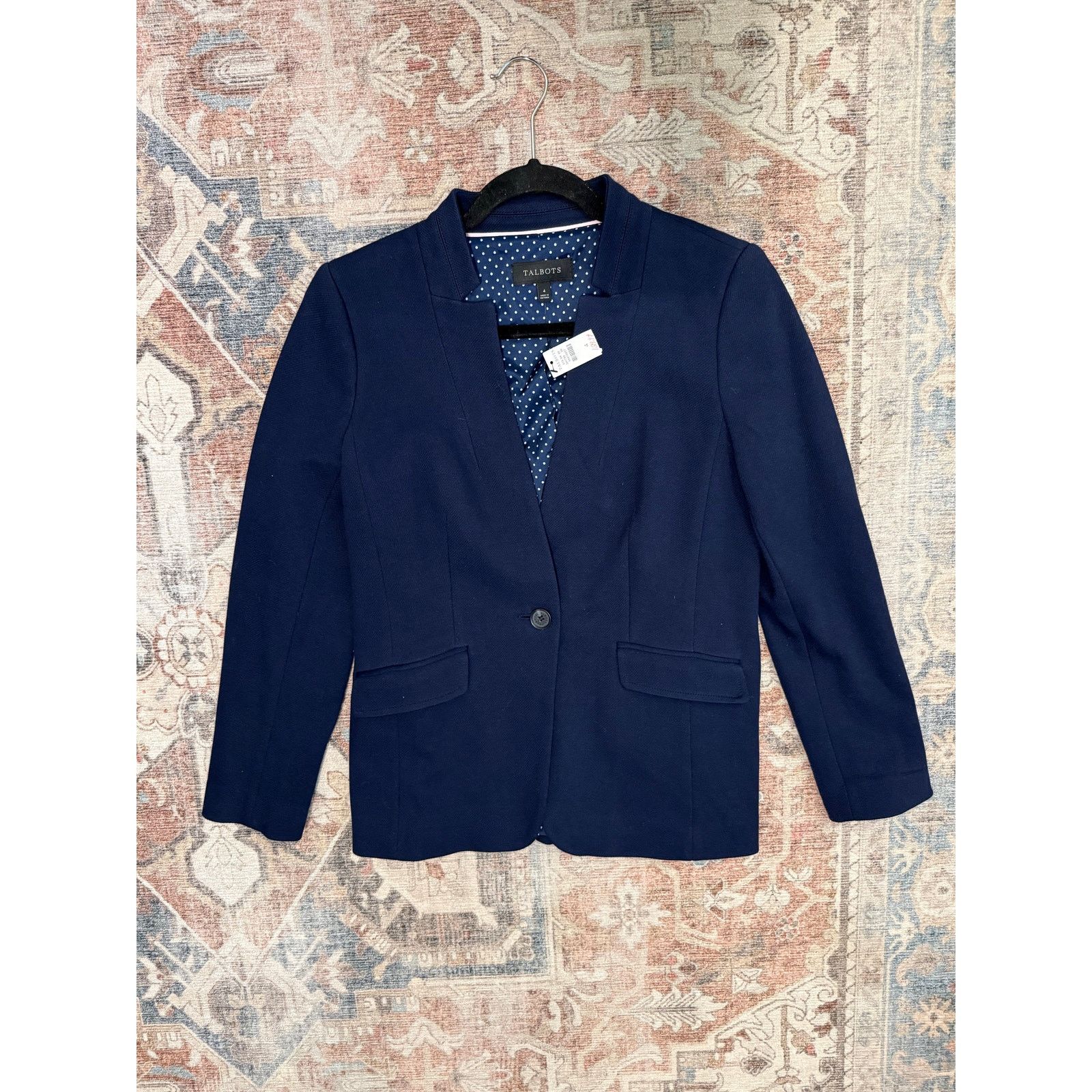 Talbots Talbots NWT PIQUÉ KNIT BLAZER in Indigo Blue, Sz 4, MP $179 Size S / US 4 / IT 40 - 2 Thumbnail
