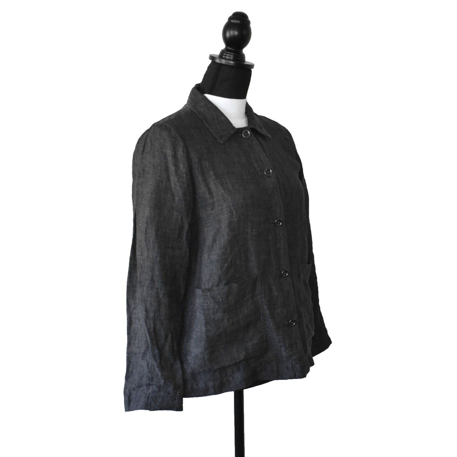 Eileen Fisher EILEEN FISHER Organic Linen Button Front Shirt Jacket Sz PP Size XXS / US 00 / IT 34 - 2 Thumbnail